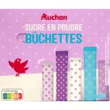 AUCHAN Sucre en poudre en bûchettes