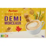 AUCHAN Sucre roux pure canne en demi-morceau