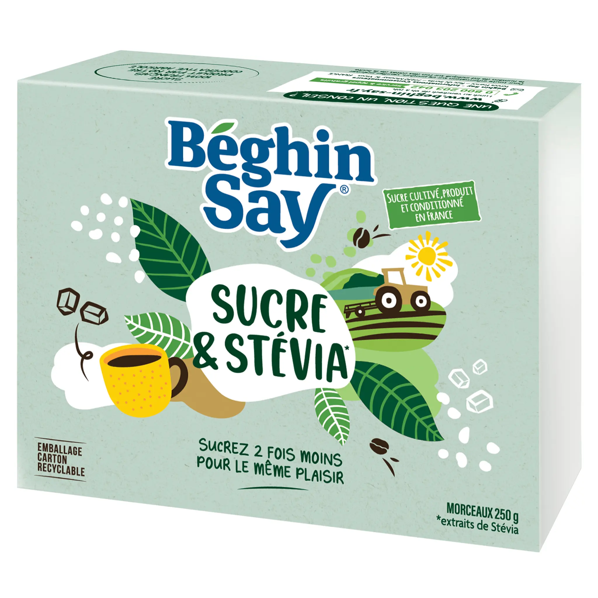 BEGHIN SAY Sucre blanc en morceau aux extraits de Stévia