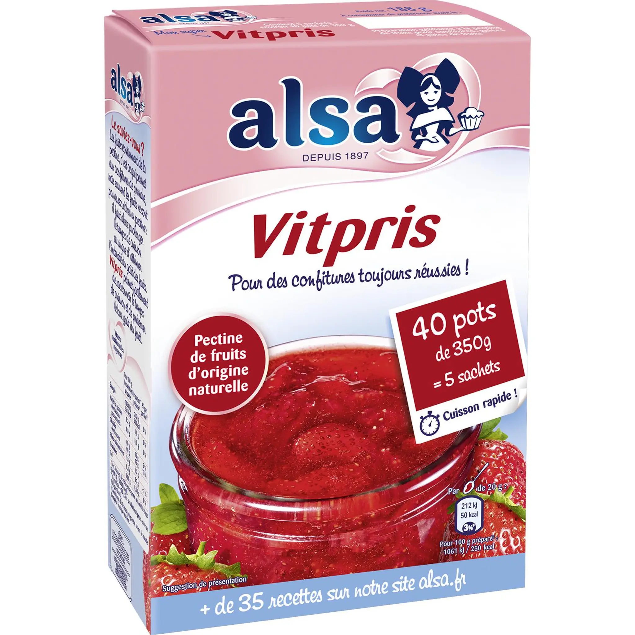ALSA Vitpris gélifiant pour confiture cuisson rapide