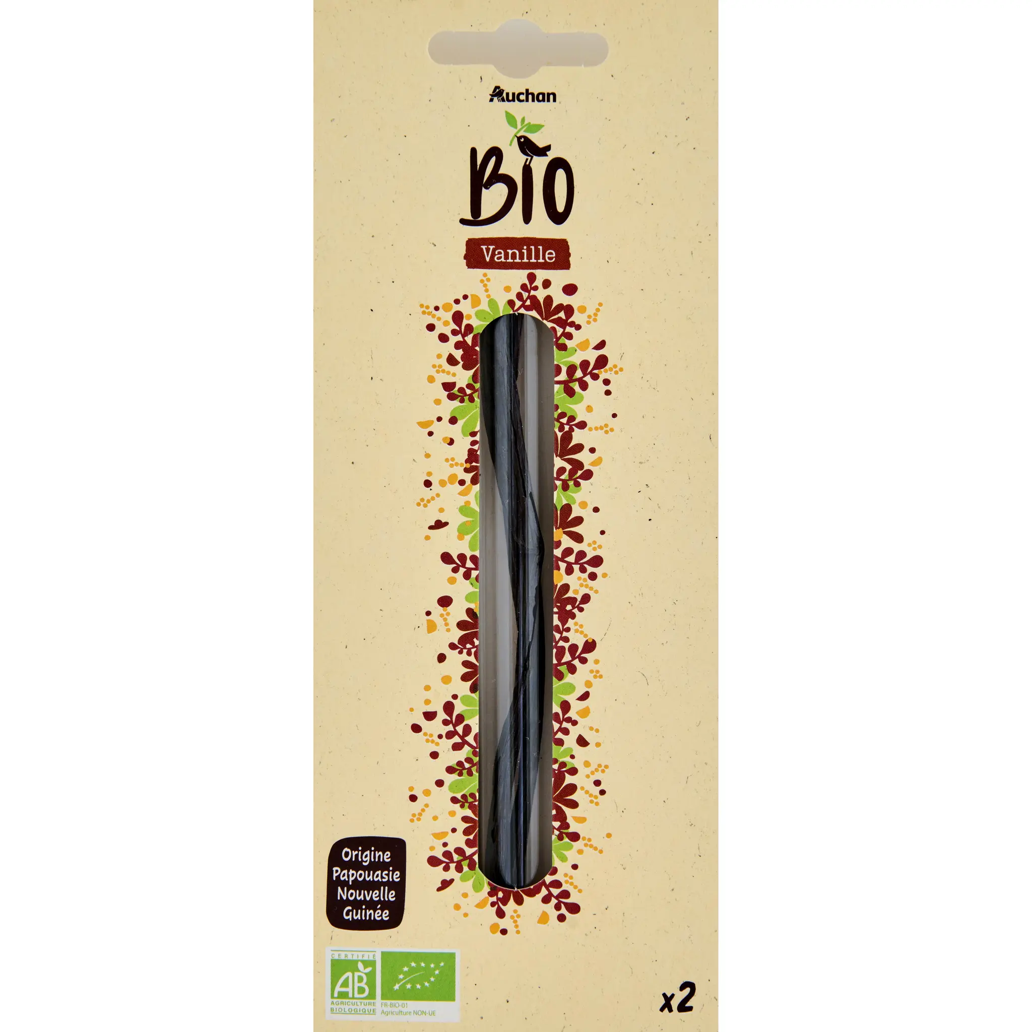 AUCHAN BIO Gousse de vanille de Papouasie Nouvelle Guinée bio