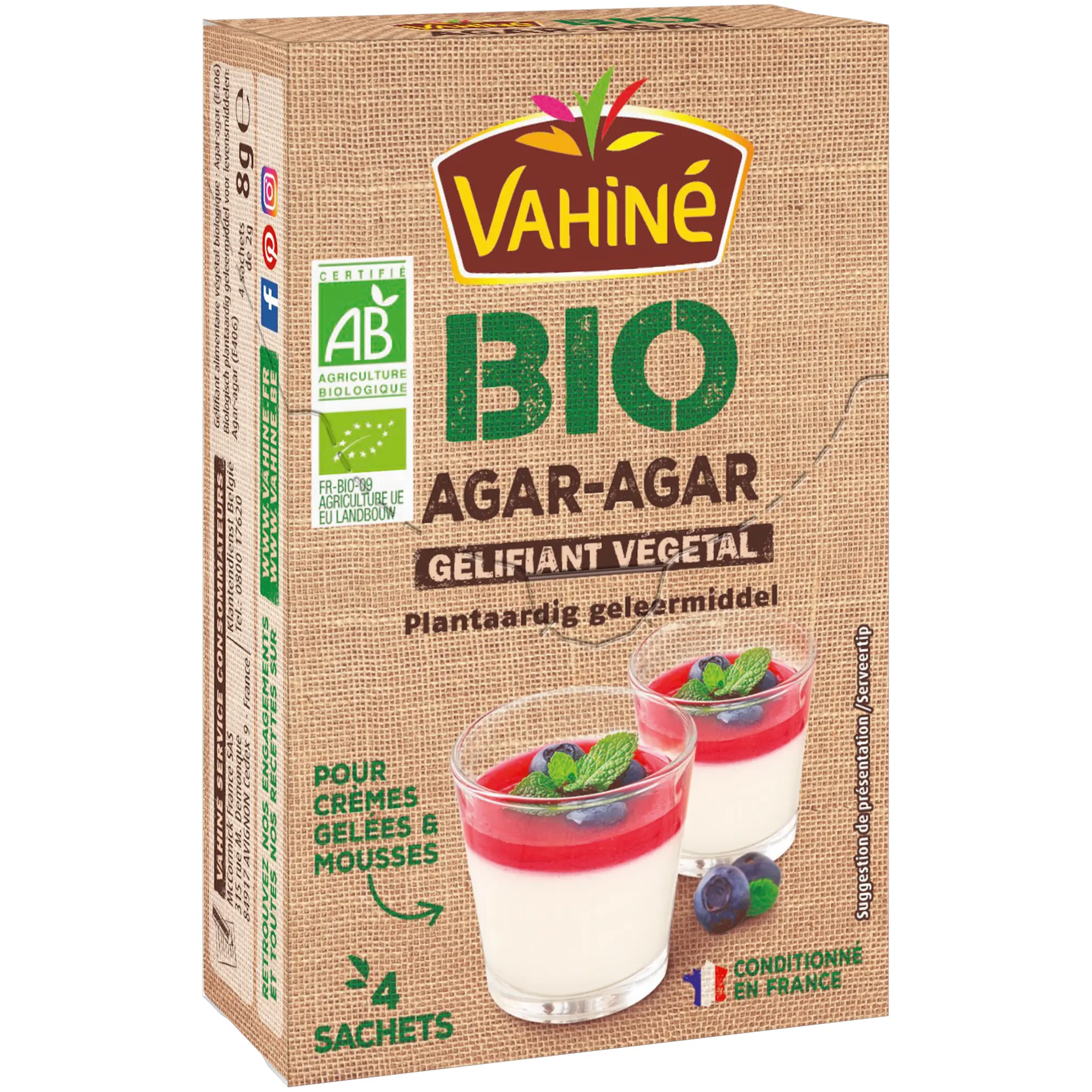 VAHINE Agar agar bio gélifiant végétal