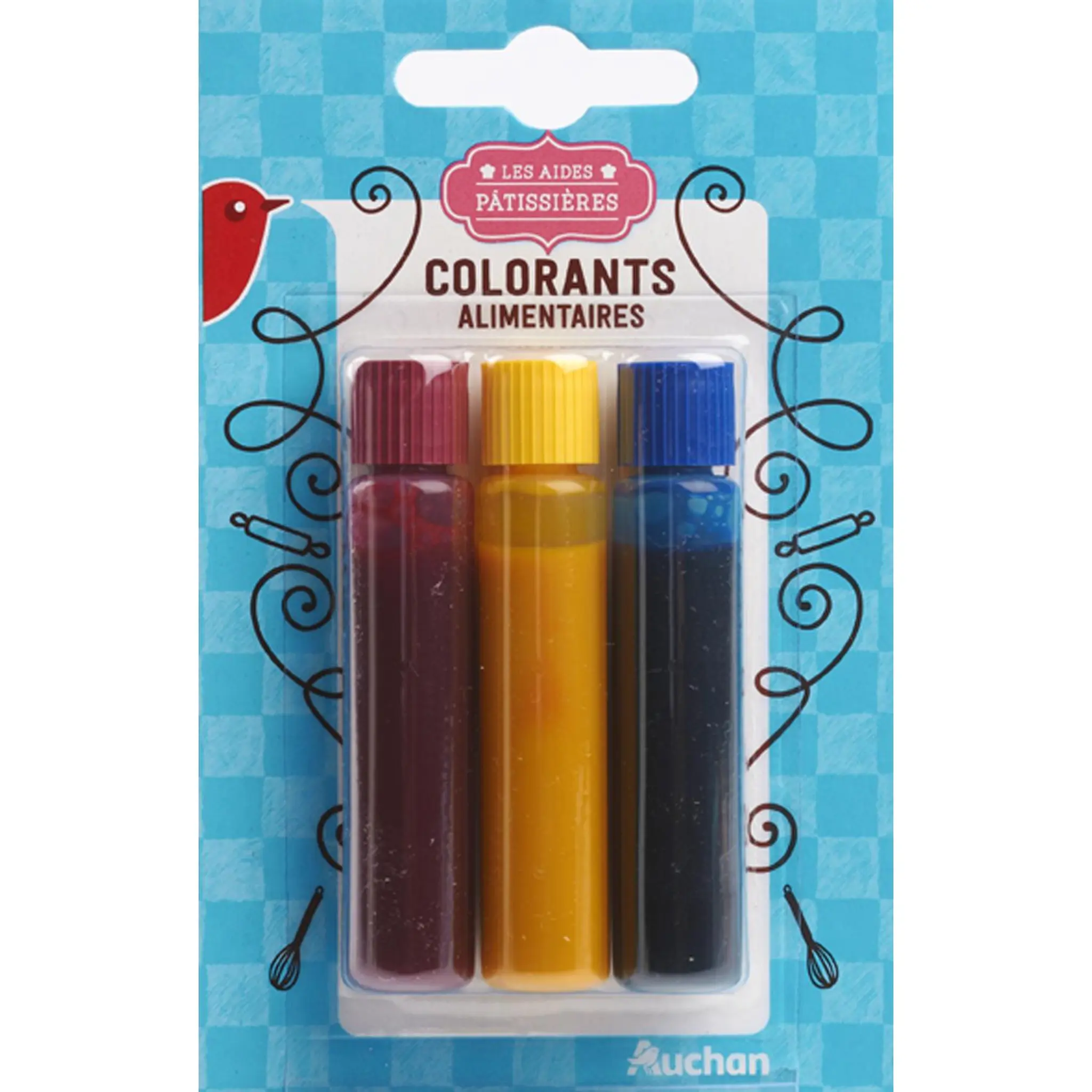 AUCHAN Colorants alimentaires 3 couleurs