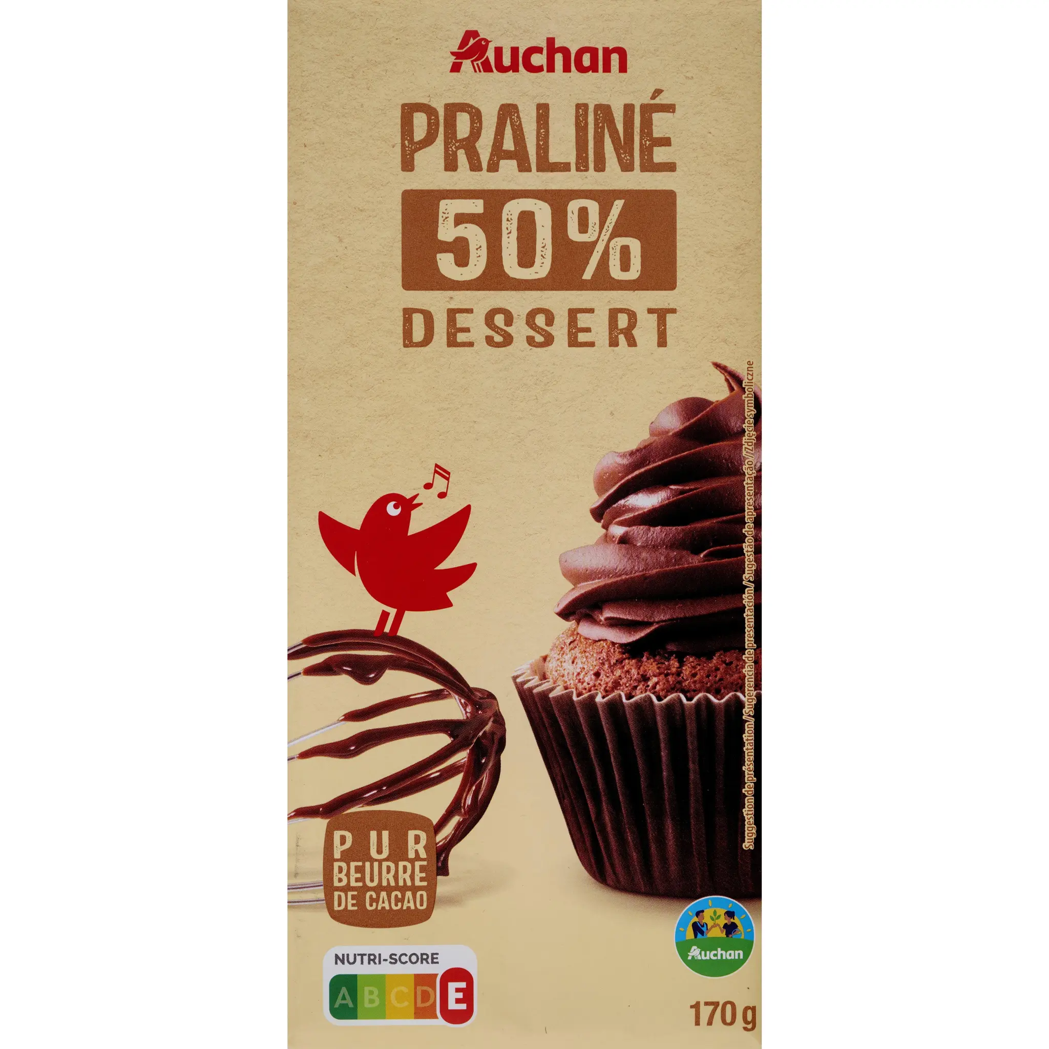 AUCHAN CULTIVONS LE BON Tablette Spécialité au praliné dessert