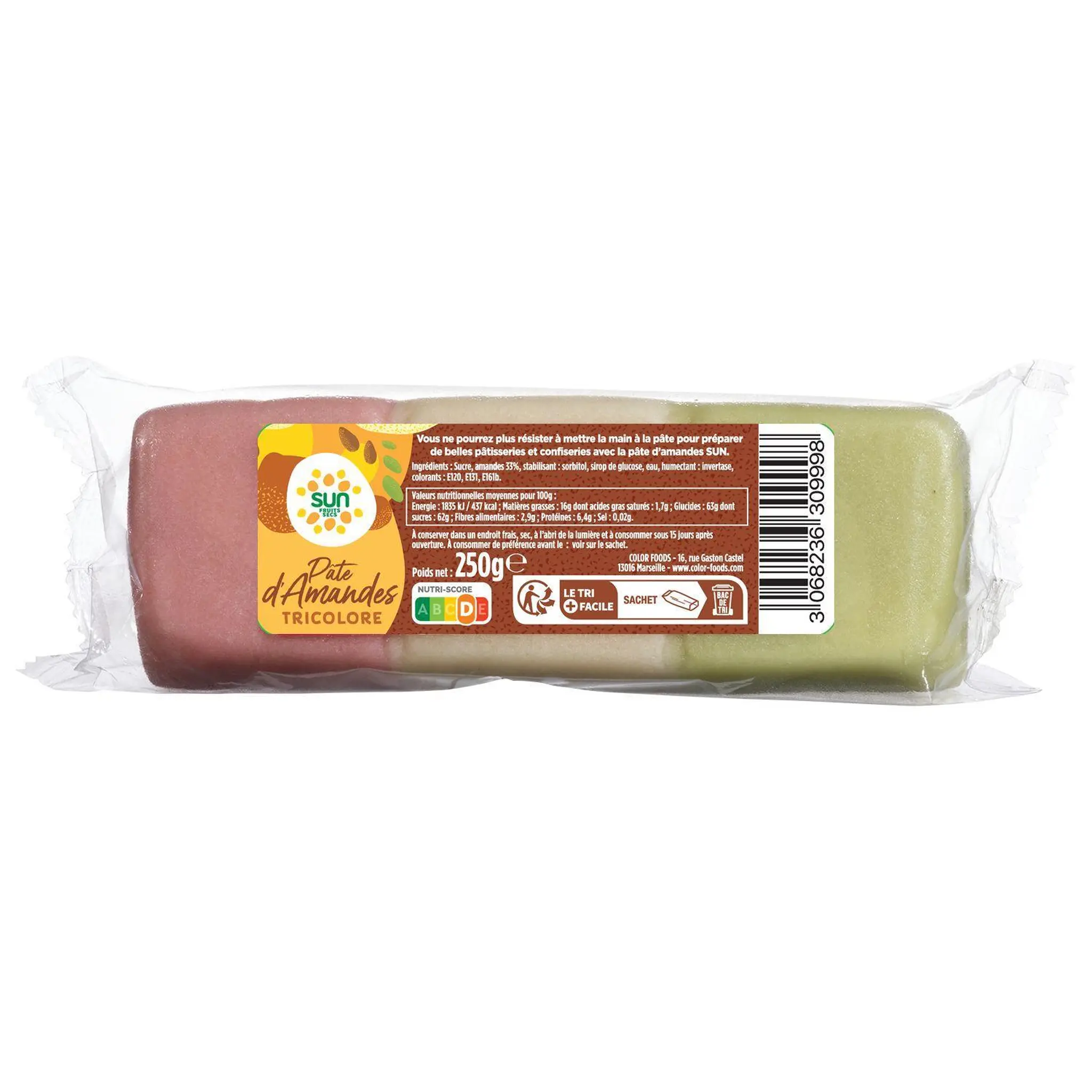 HOLYFRUITS Pâte d'amandes tricolore