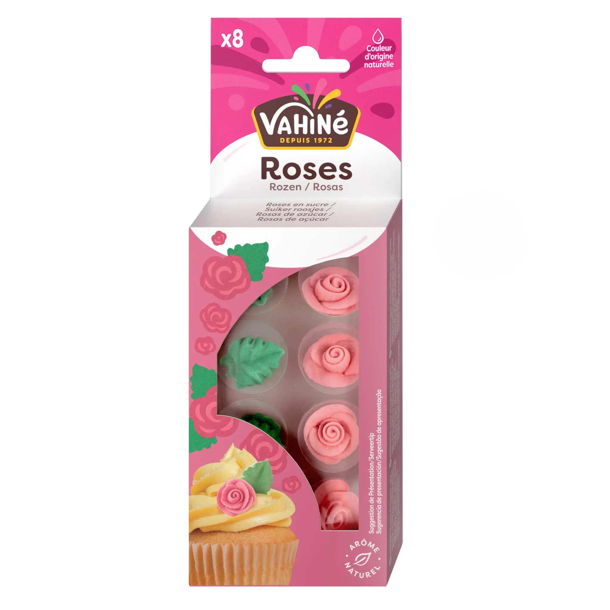 VAHINE Décorations roses et feuilles en sucre
