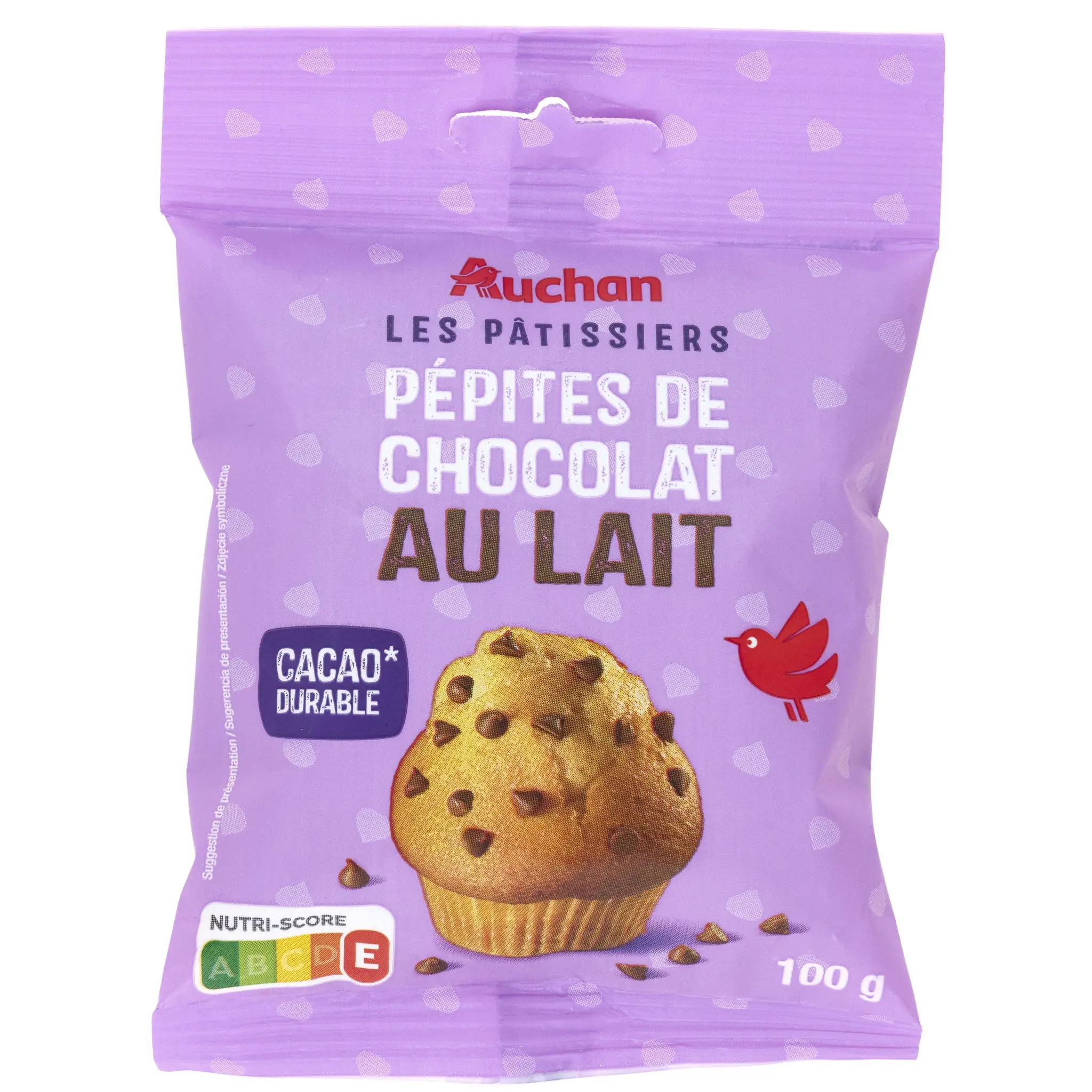 AUCHAN Pépites de chocolat au lait sachet refermable