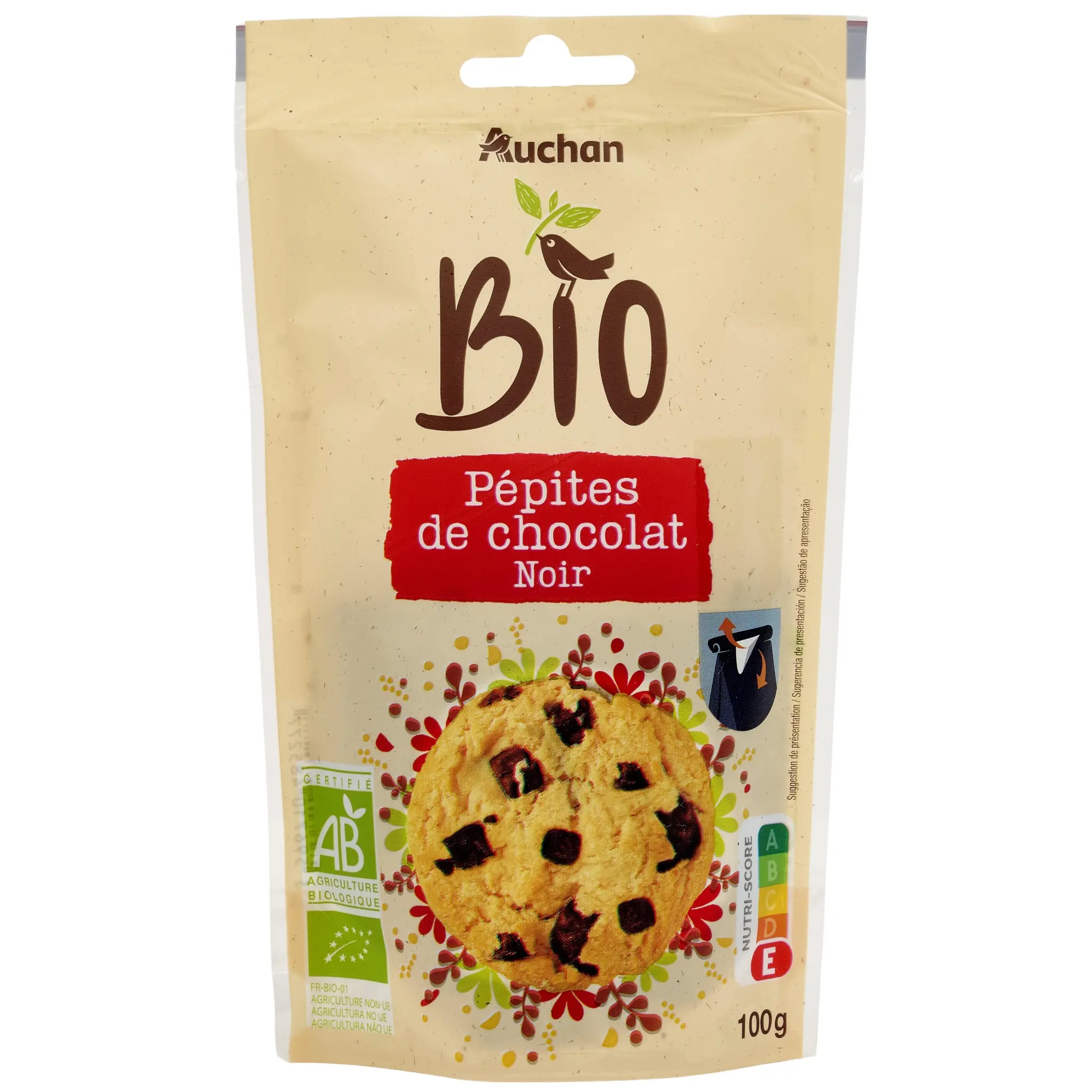 AUCHAN BIO Pépites de chocolat noir