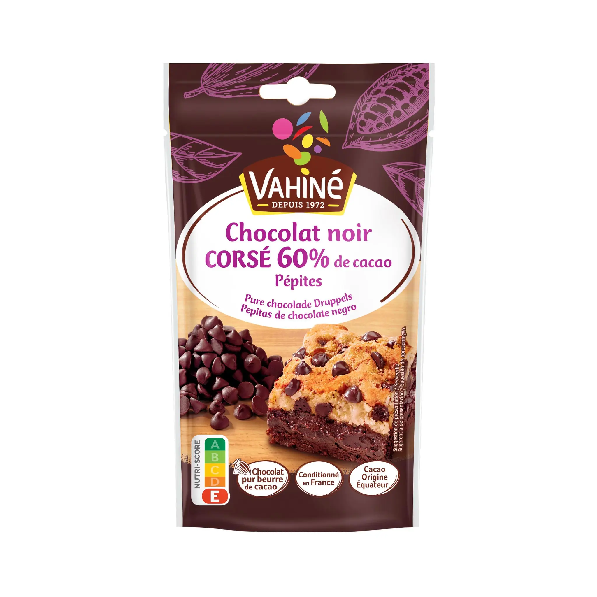 VAHINE Pépites de chocolat noir corsé 60%