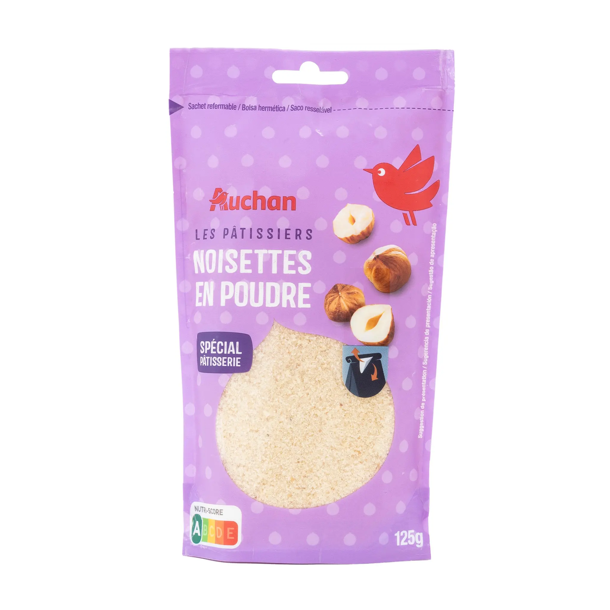 AUCHAN Poudre de noisettes sachet refermable