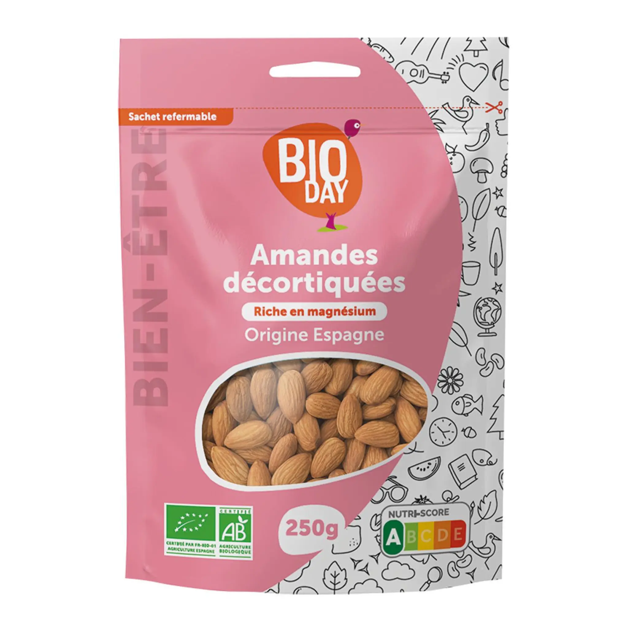 BIODAY Amandes décortiquées bio origine Espagne