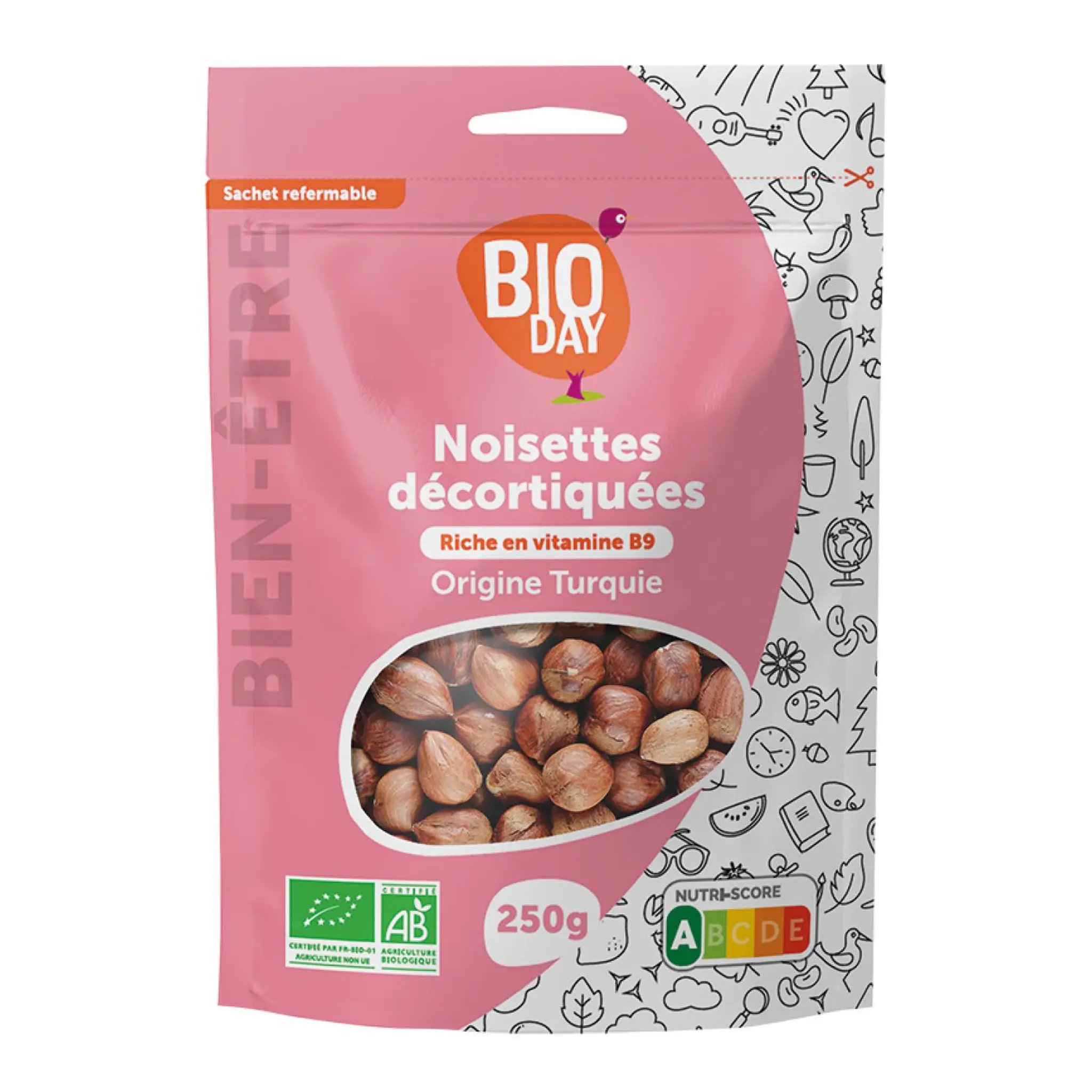 BIODAY Noisettes décortiquées bio origine Turquie