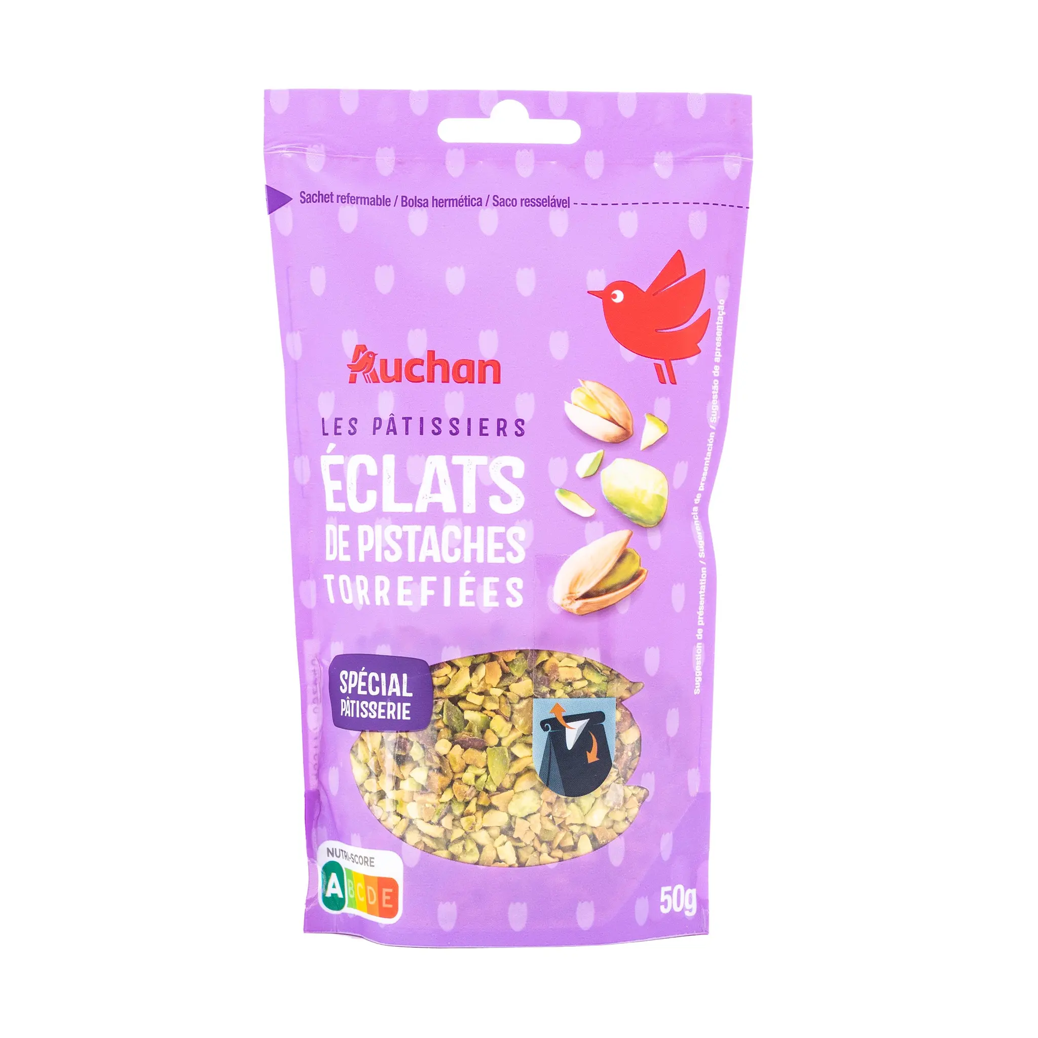 AUCHAN Pistaches concassées sachet refermable