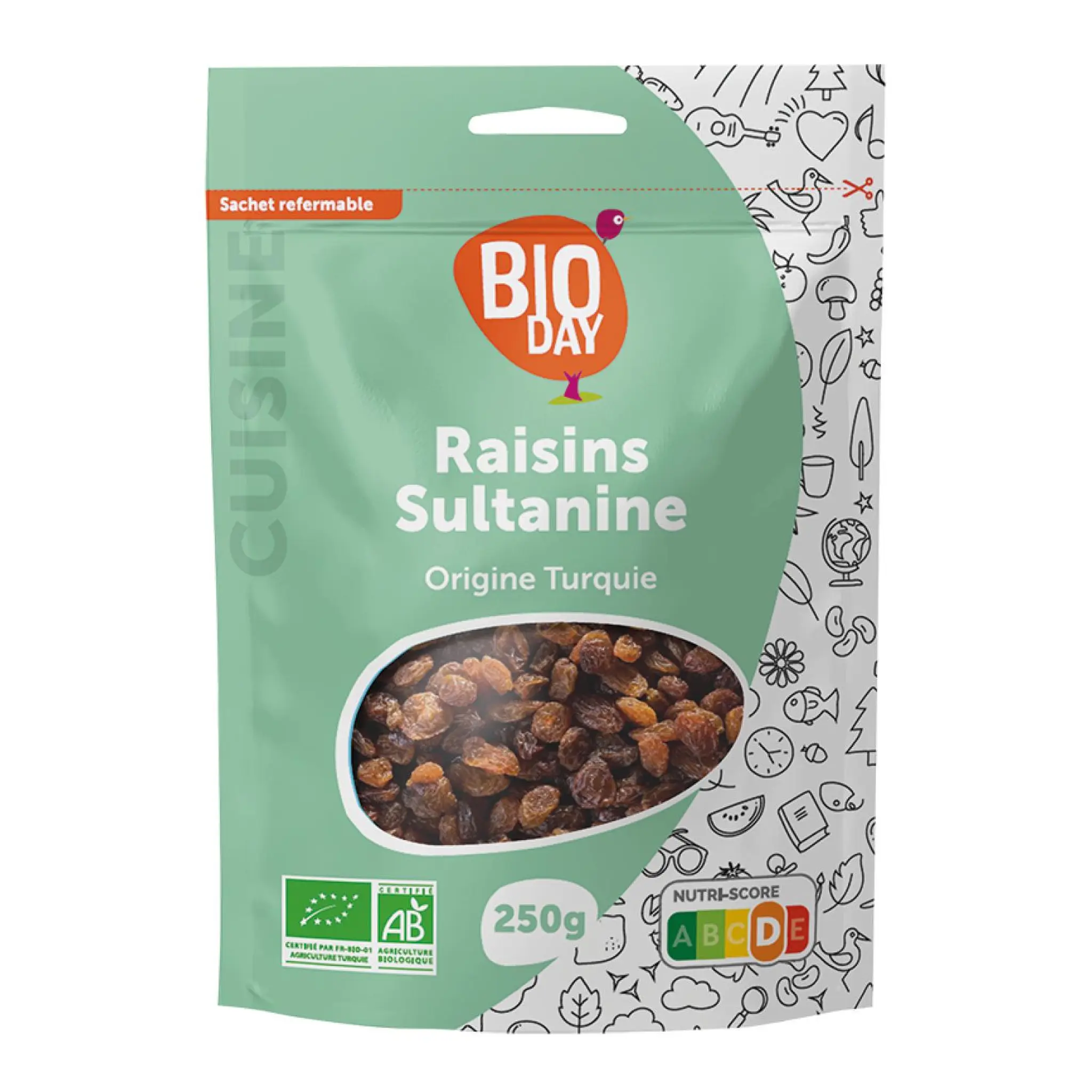 BIODAY Raisins sultanine bio origine Turquie