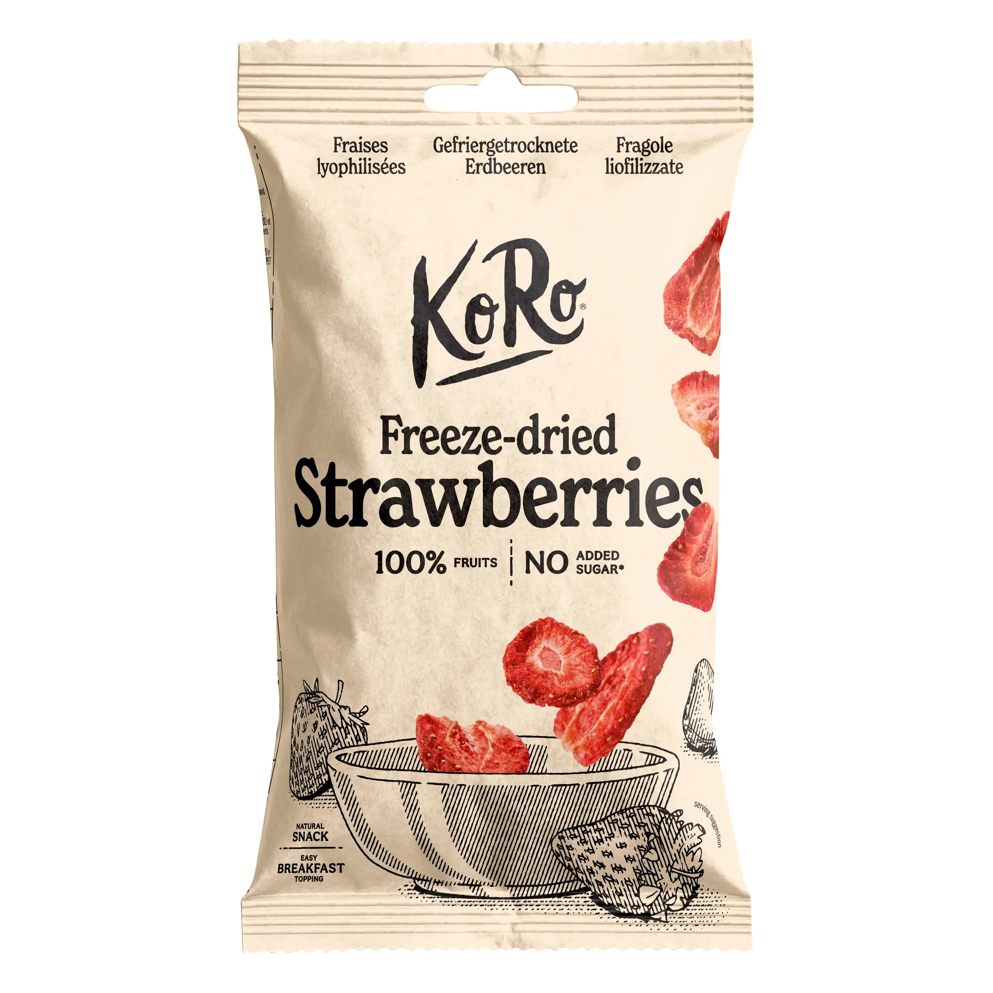 KORO Fraises lyophilisées sans sucres ajoutés