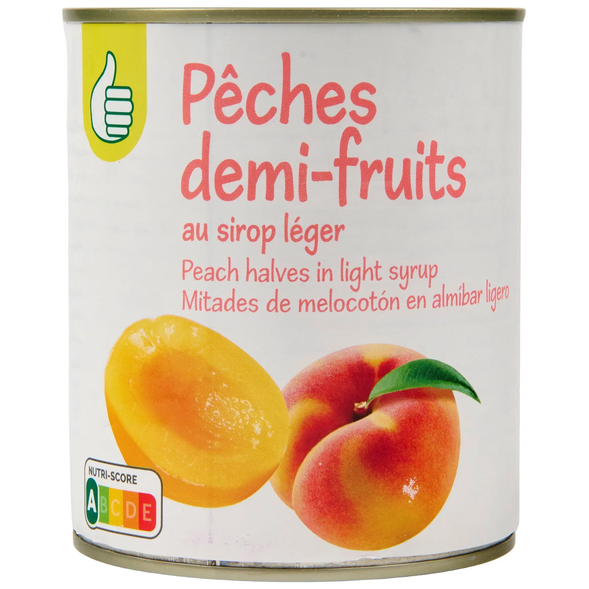 POUCE Pêches demi-fruits au sirop léger
