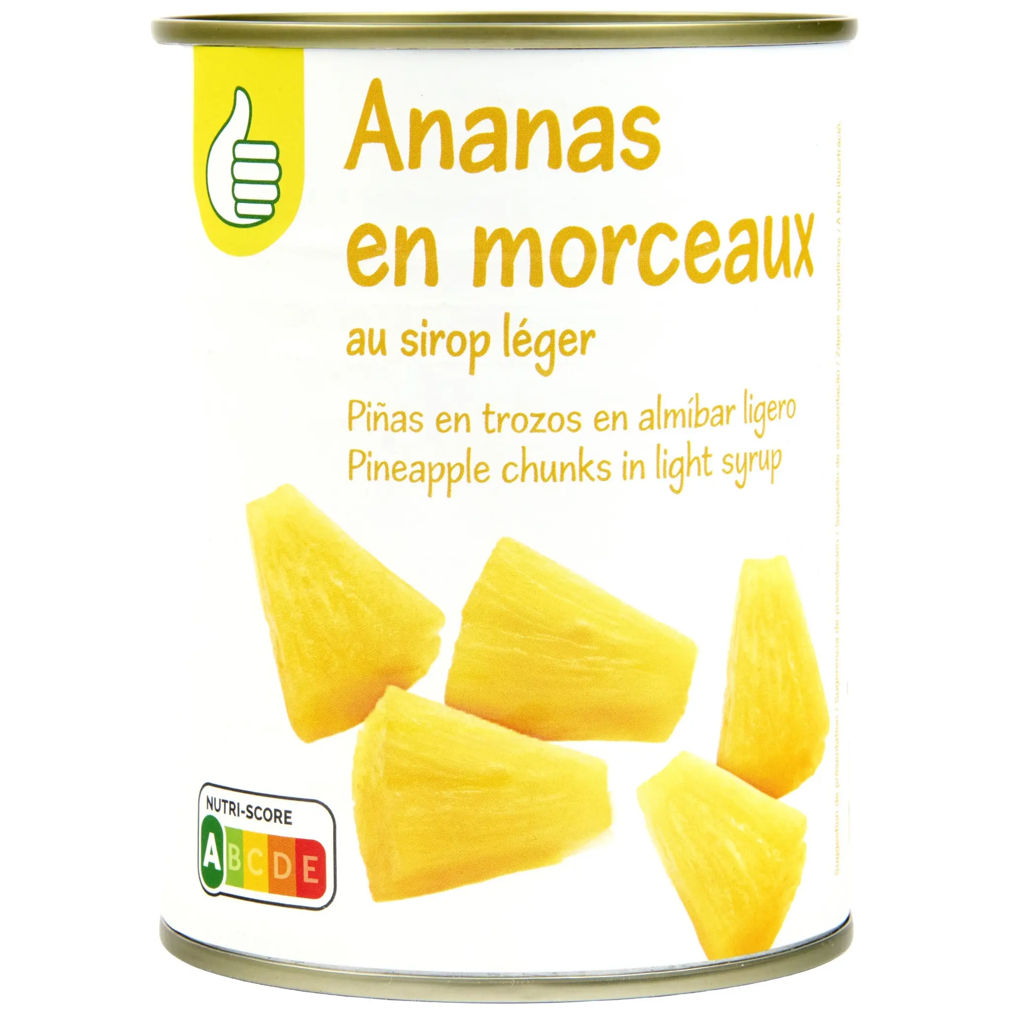 POUCE Ananas en morceaux au sirop léger