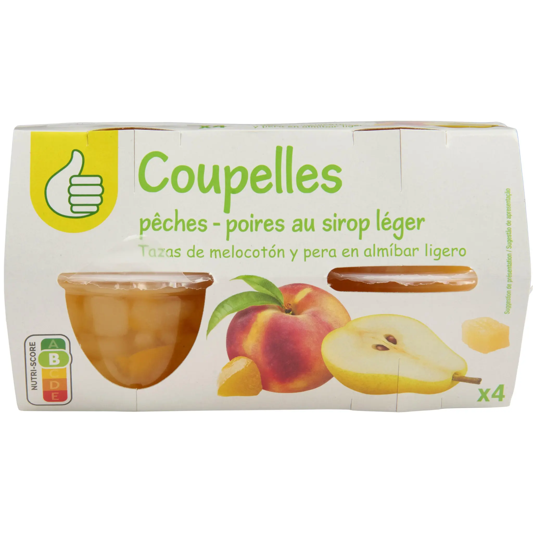 POUCE Coupelles de pêches poires au sirop léger
