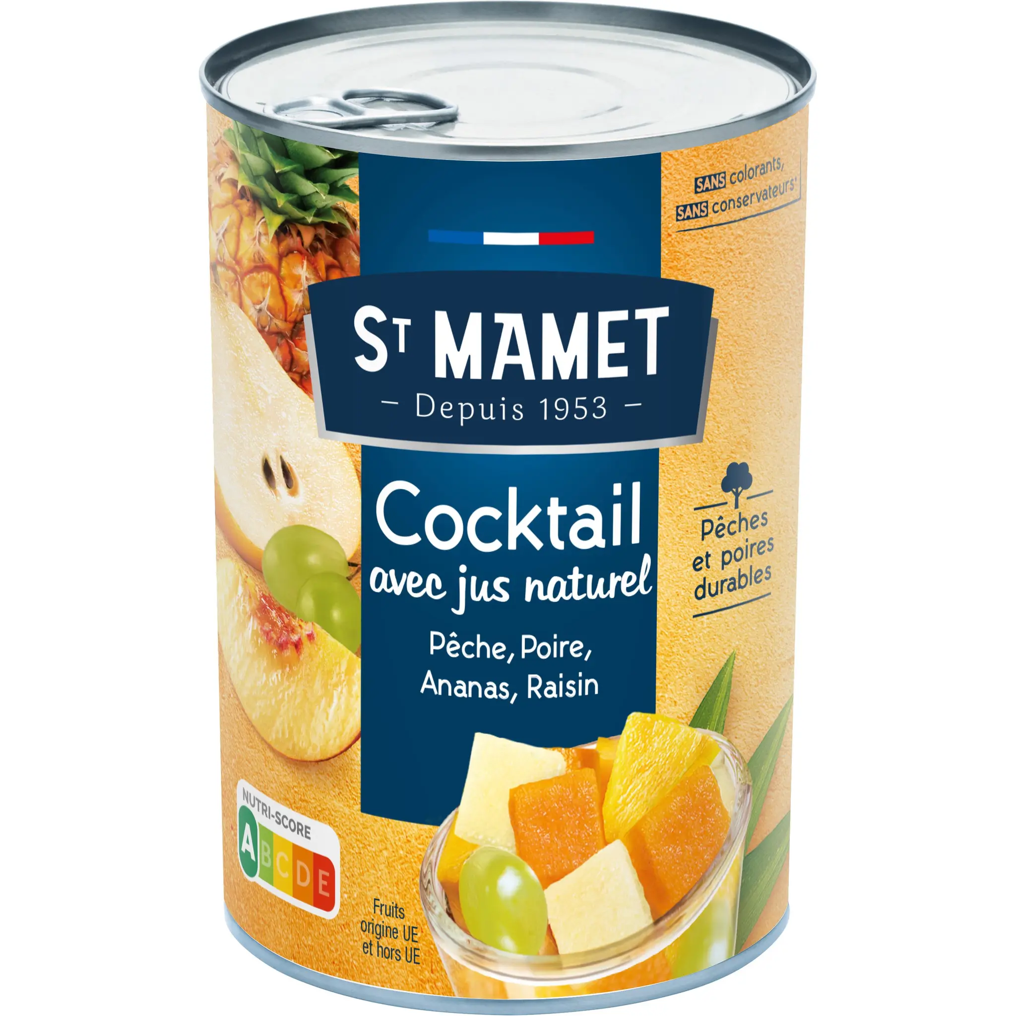 ST MAMET Cocktail de fruits avec son jus naturel pêche poire ananas raisin