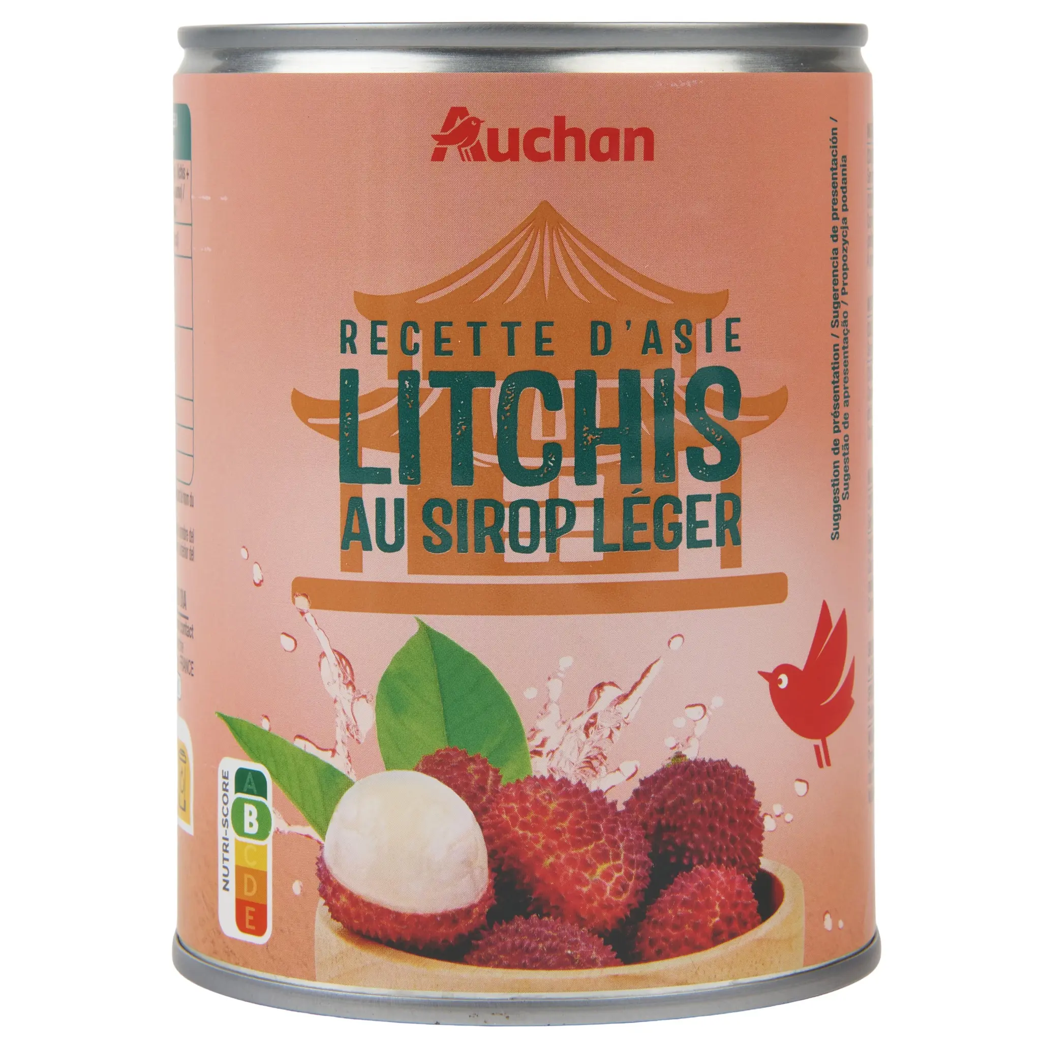 AUCHAN Lychees au sirop léger