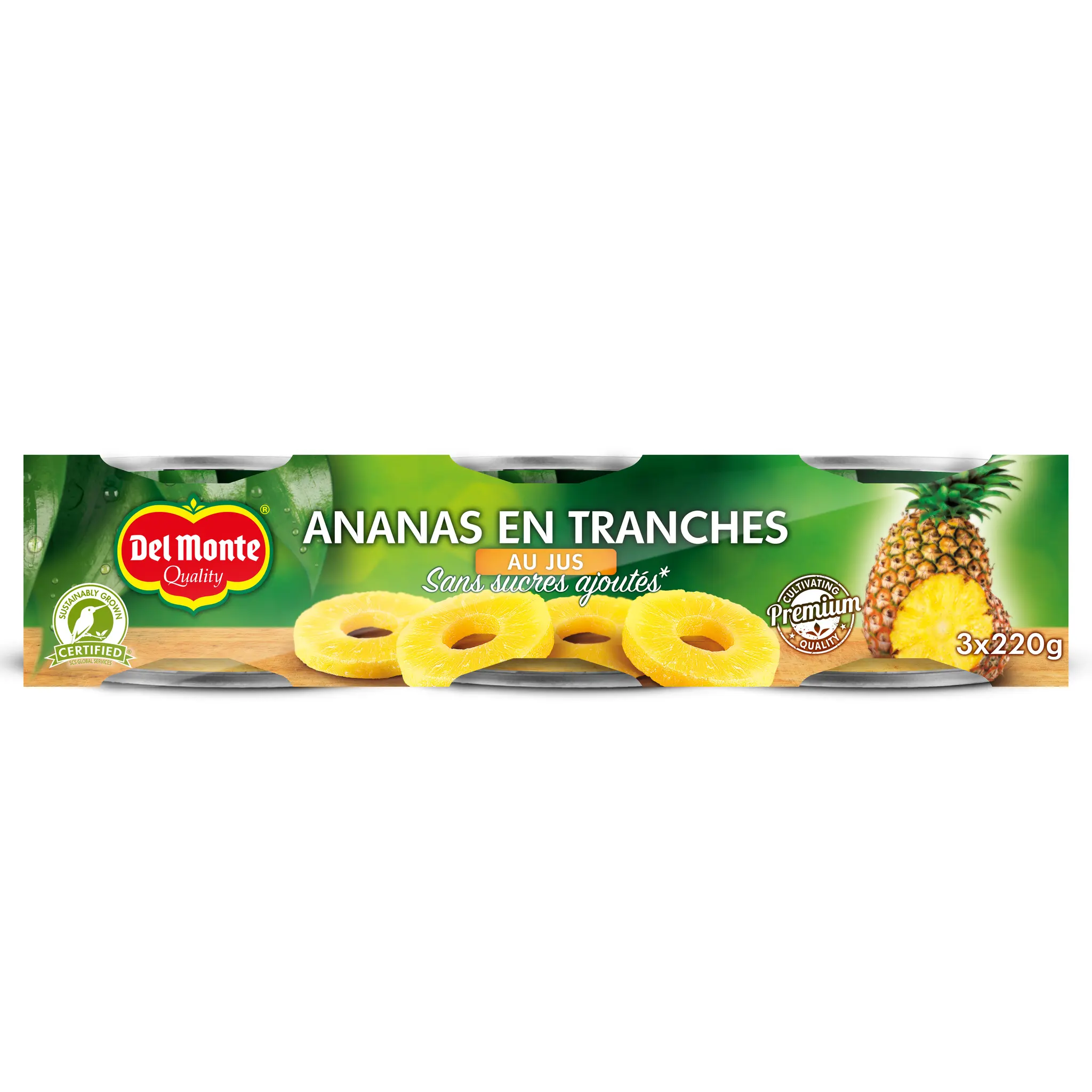 DEL MONTE Ananas en tranches au jus sans sucres ajoutés