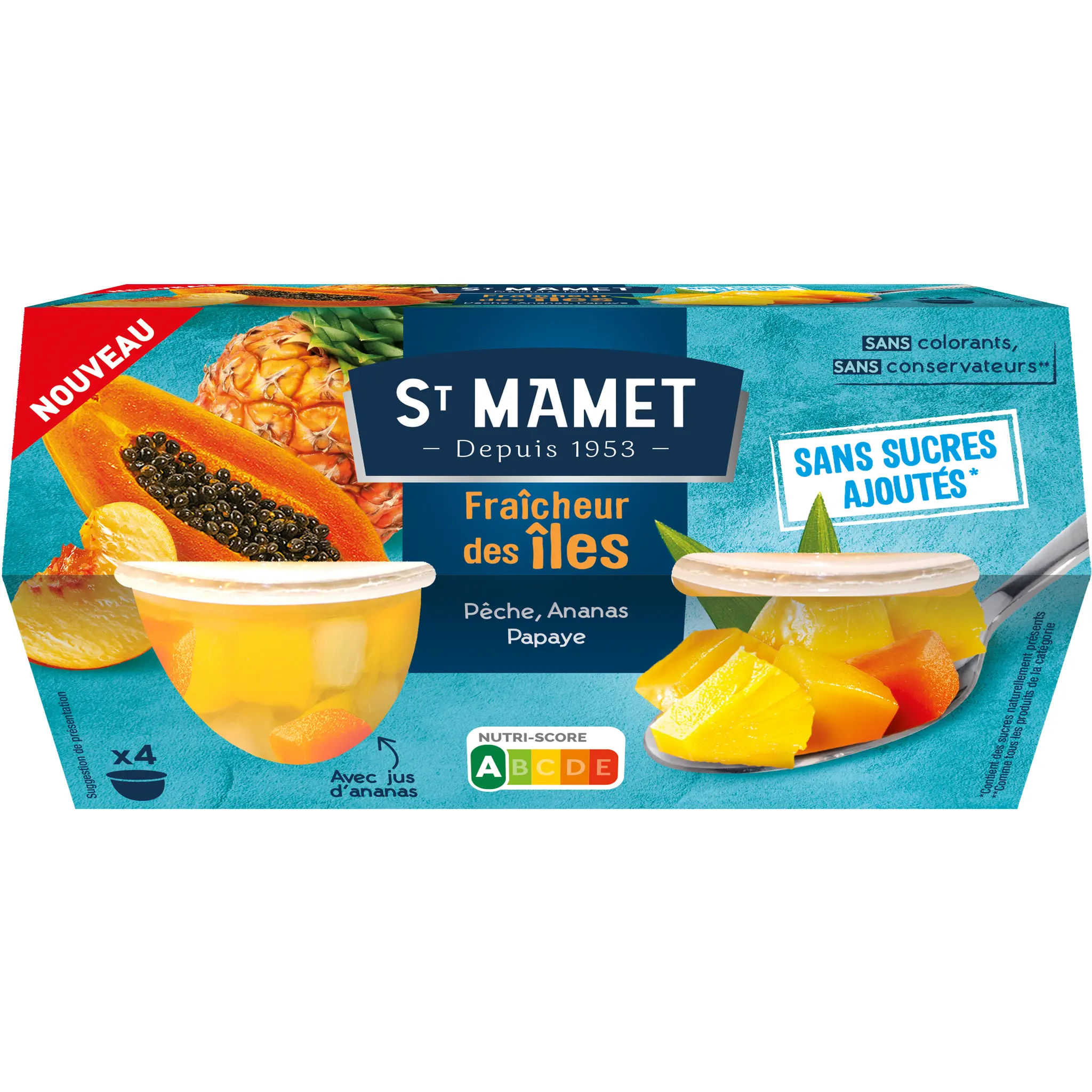 ST MAMET Coupelles de pêches au jus sans sucres ajoutés
