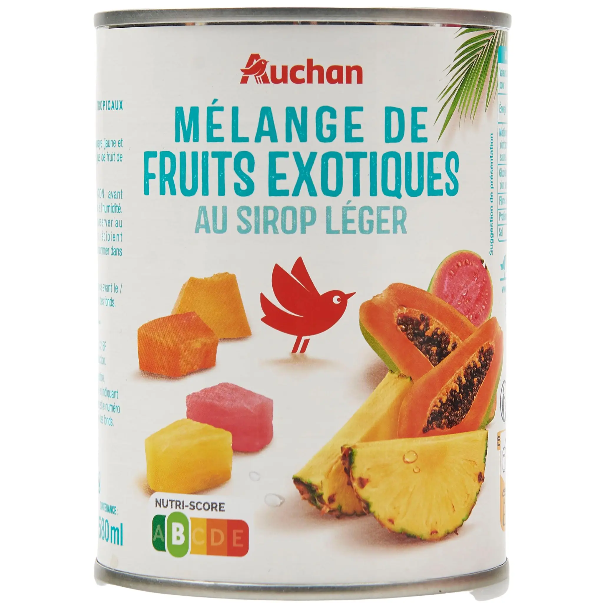 AUCHAN Mélange de fruits exotiques au sirop léger