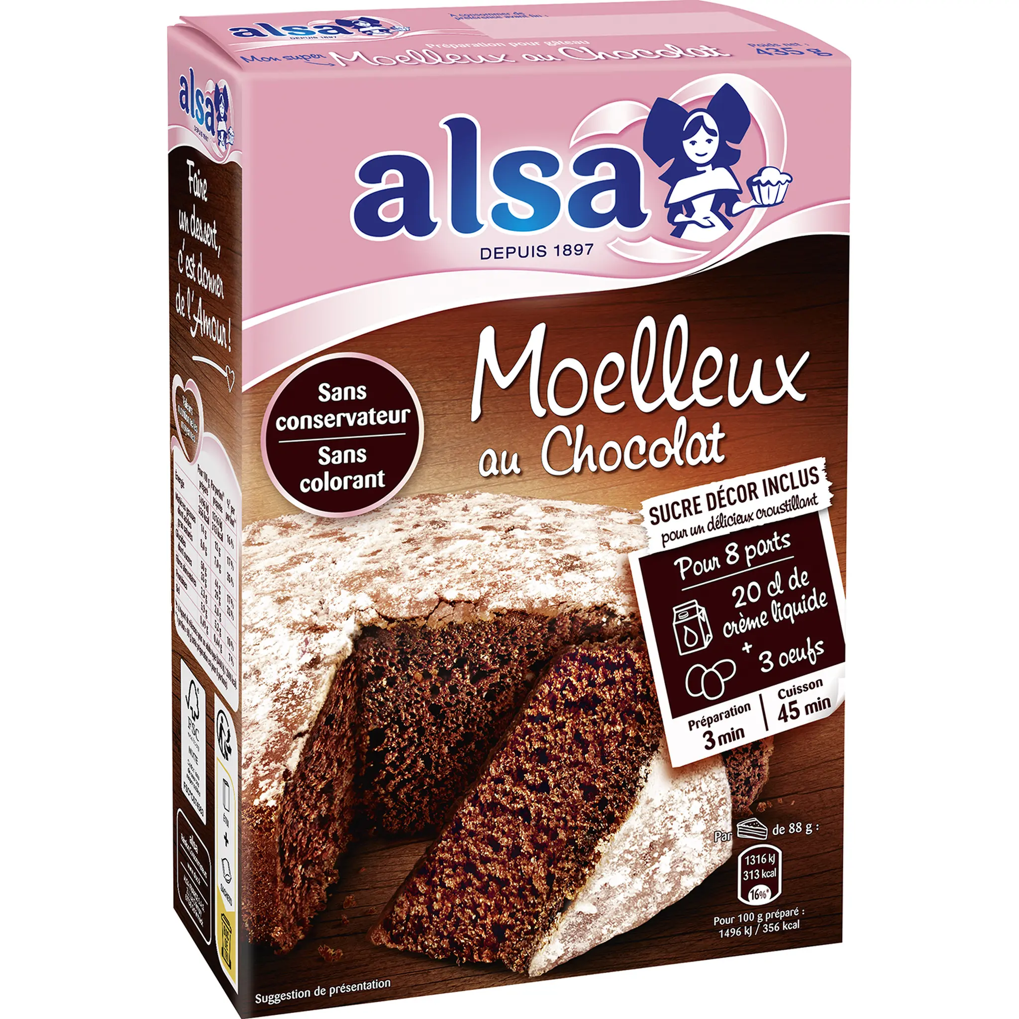 ALSA Préparation pour gâteau moelleux au chocolat