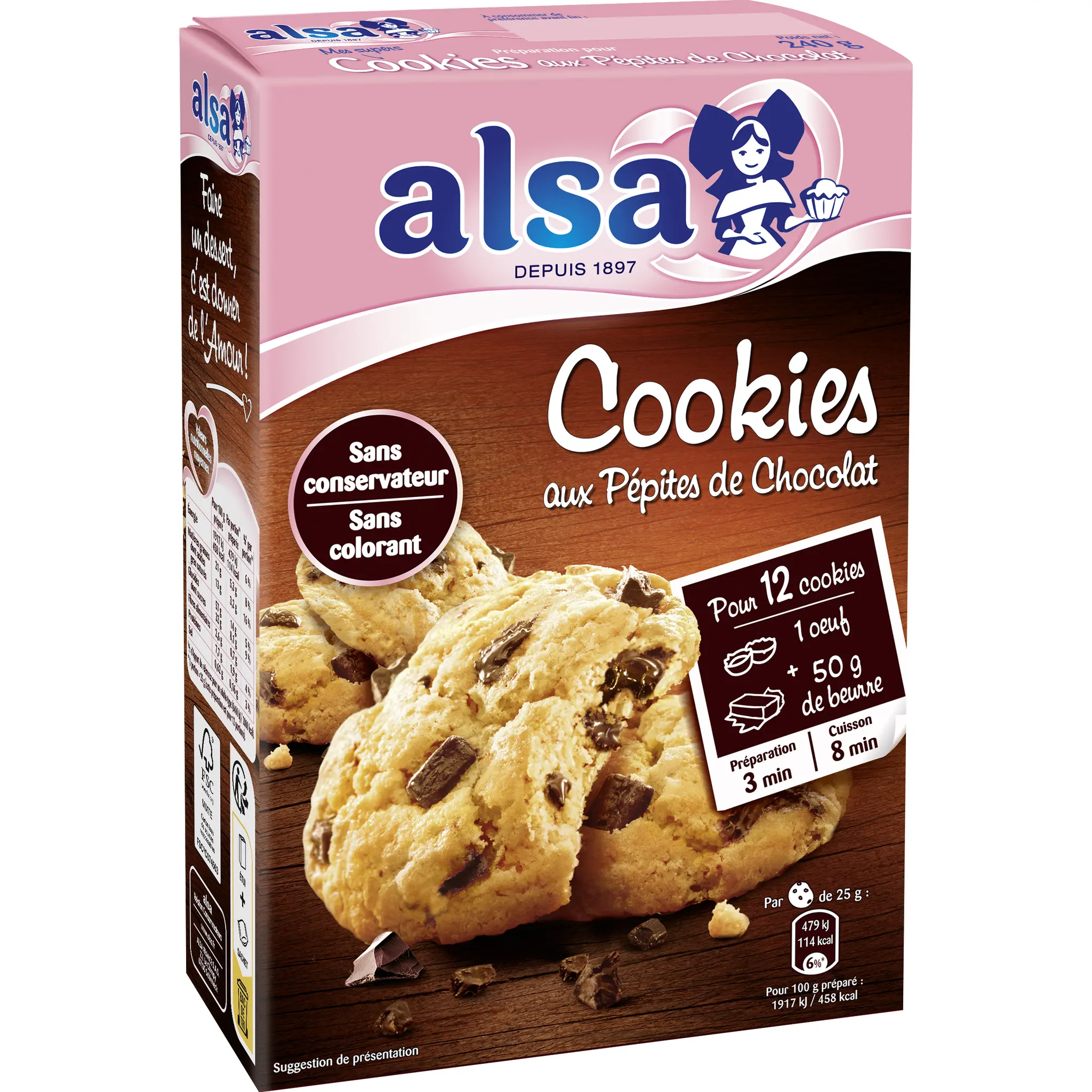 ALSA Préparation pour cookies aux pépites de chocolat