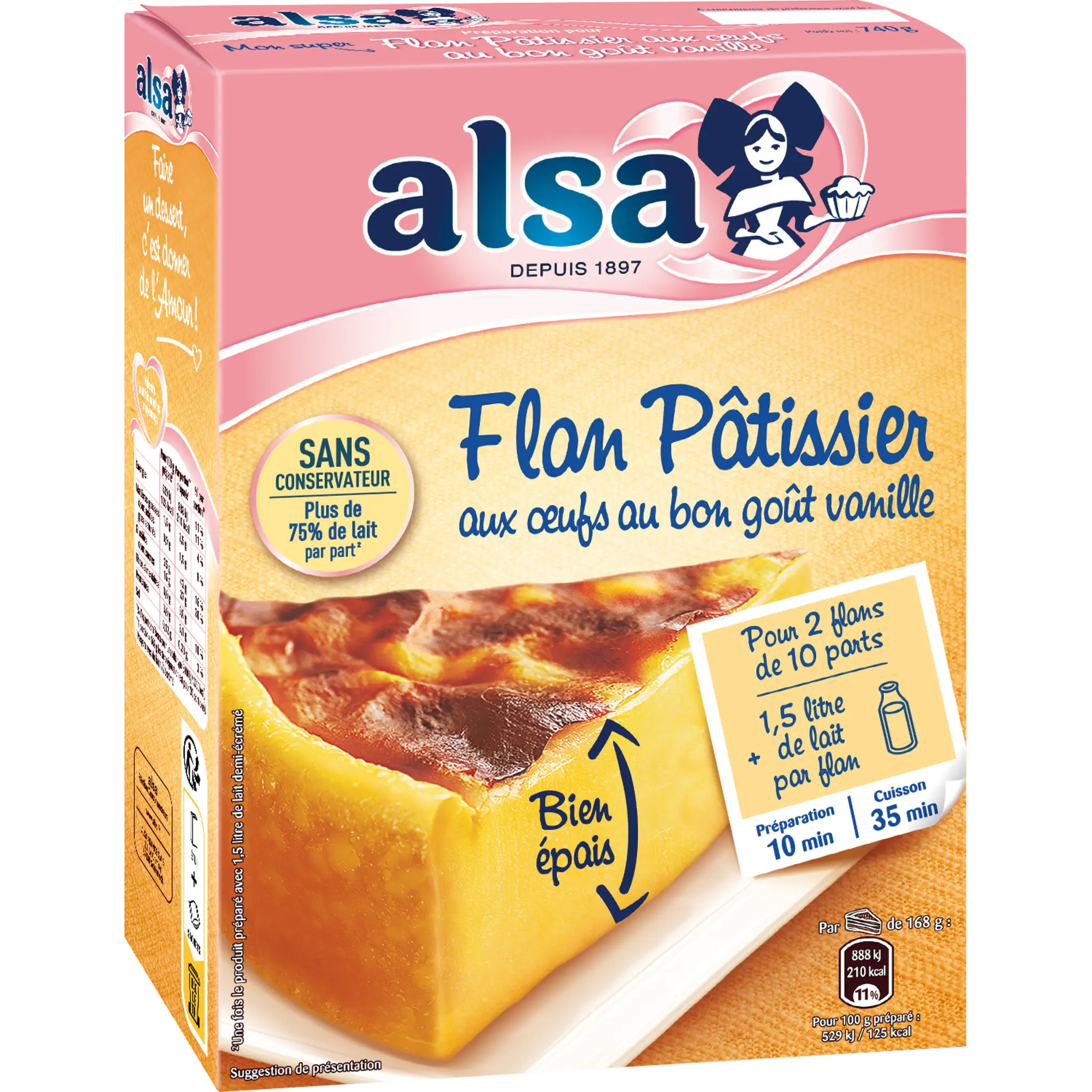 ALSA Préparation pour flan pâtissier aux œufs et vanille