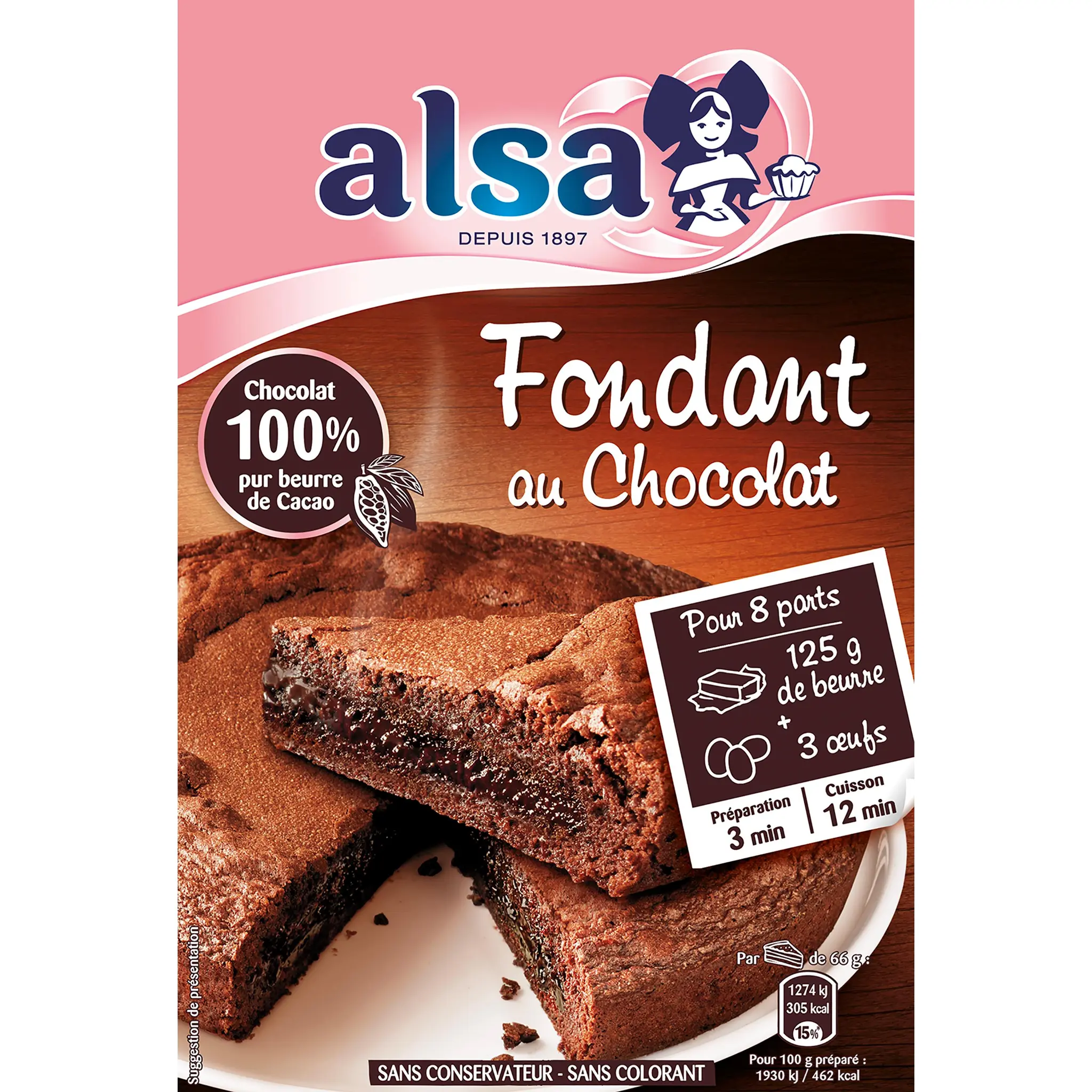 ALSA Préparation pour gâteau fondant au chocolat