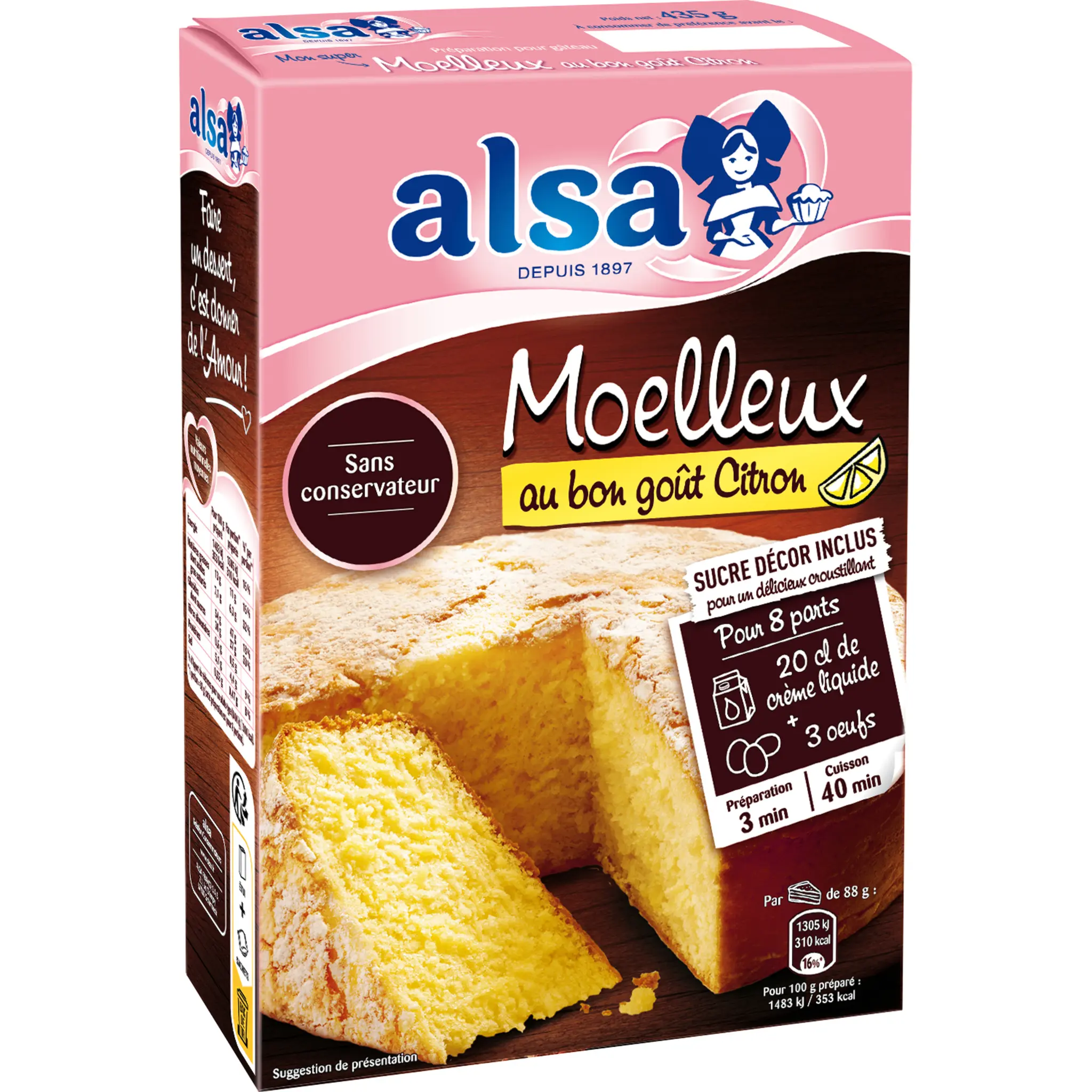 ALSA Préparation pour gâteau moelleux au citron