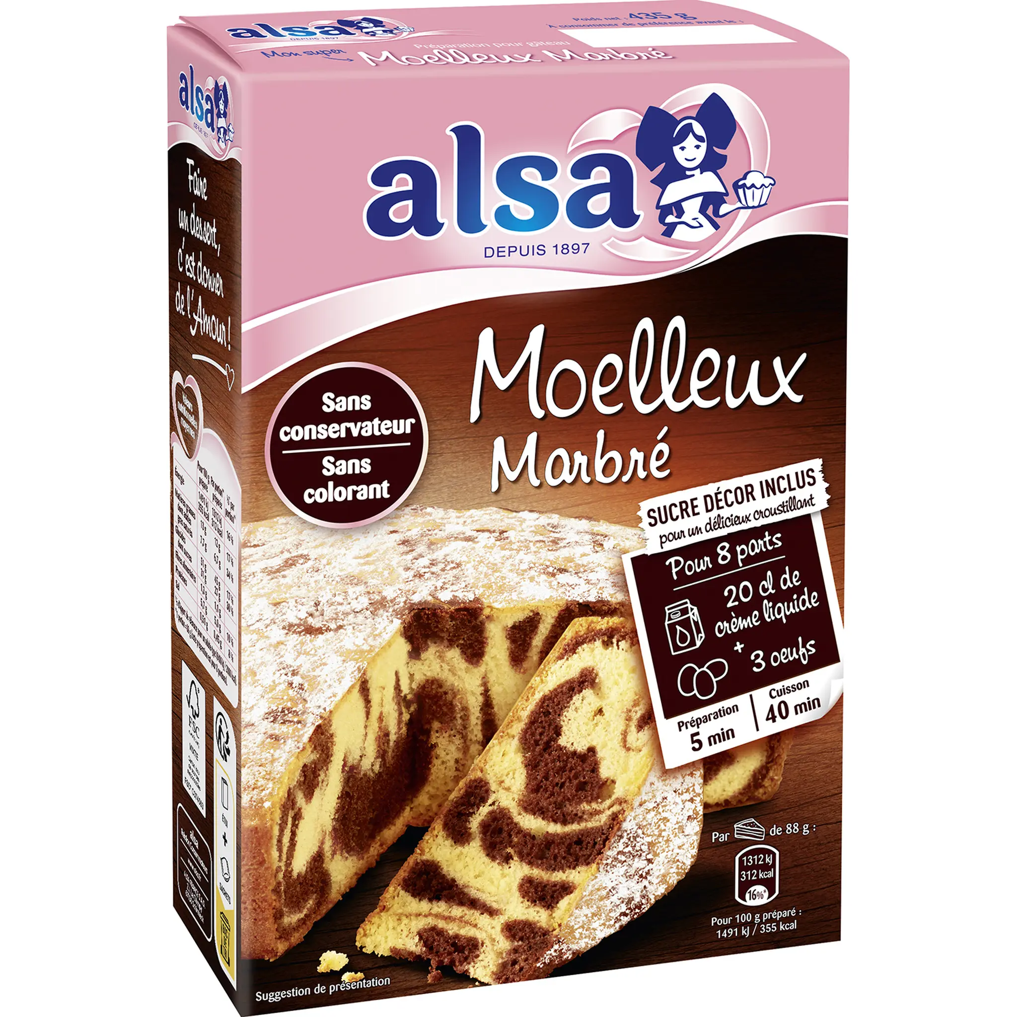 ALSA Préparation pour gâteau moelleux marbré