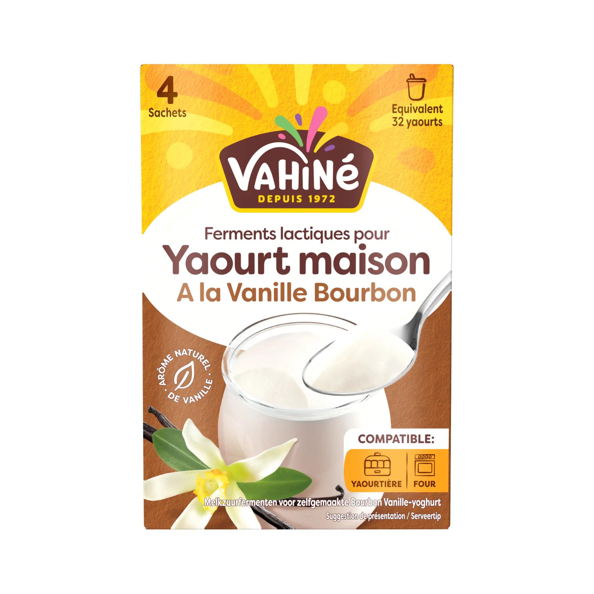 VAHINE Ferments lactiques pour yaourt maison à la vanille bourbon