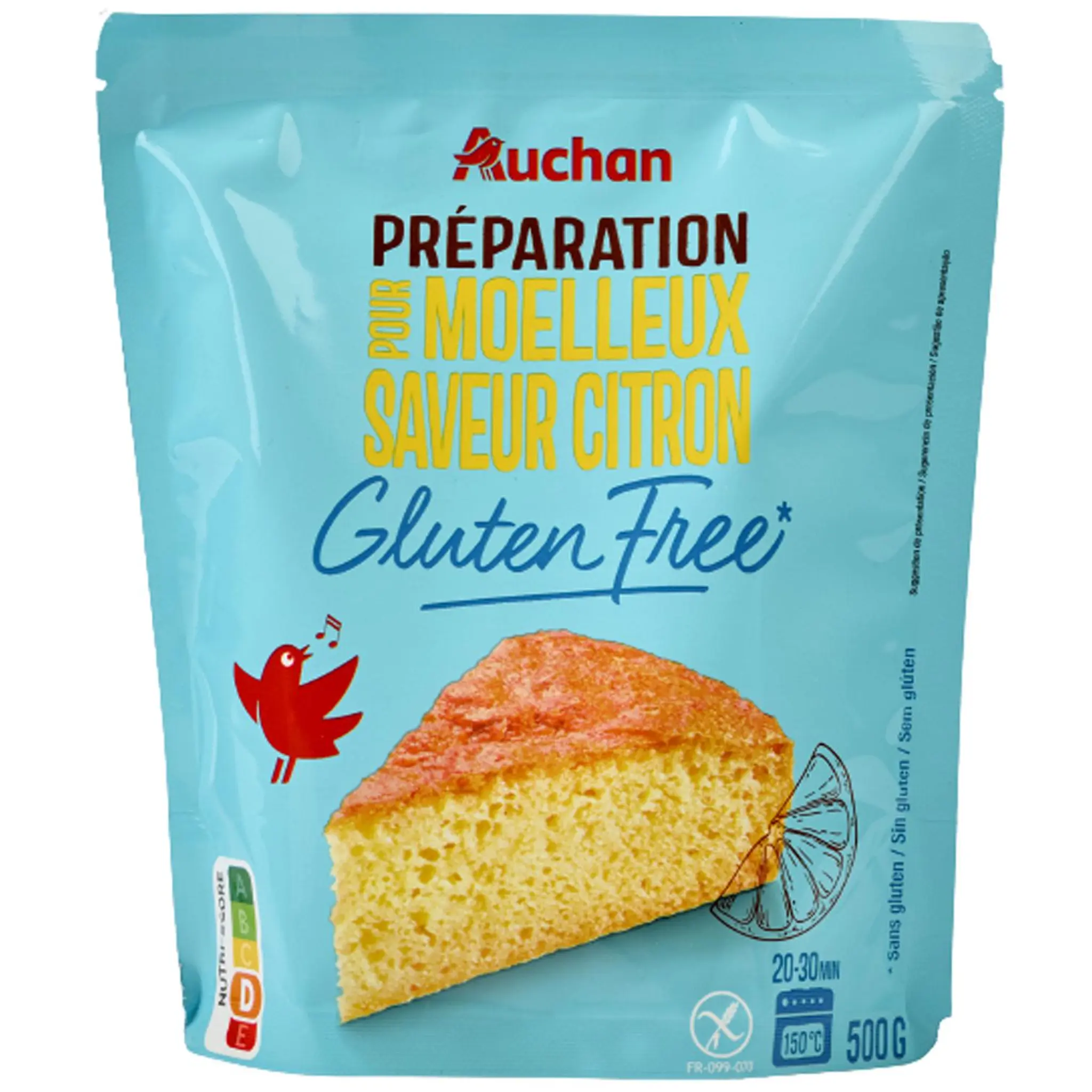 AUCHAN Préparation pour Moelleux saveur citron saveur citron sans gluten
