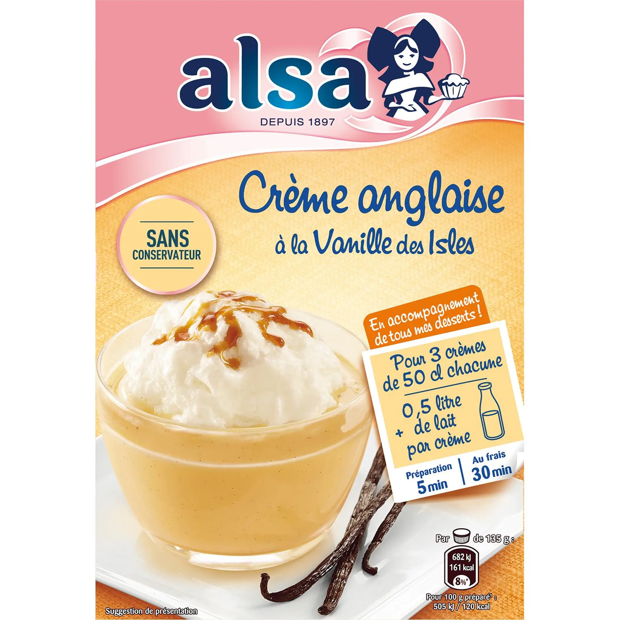 ALSA Préparation pour crème anglaise à la Vanille des Isles