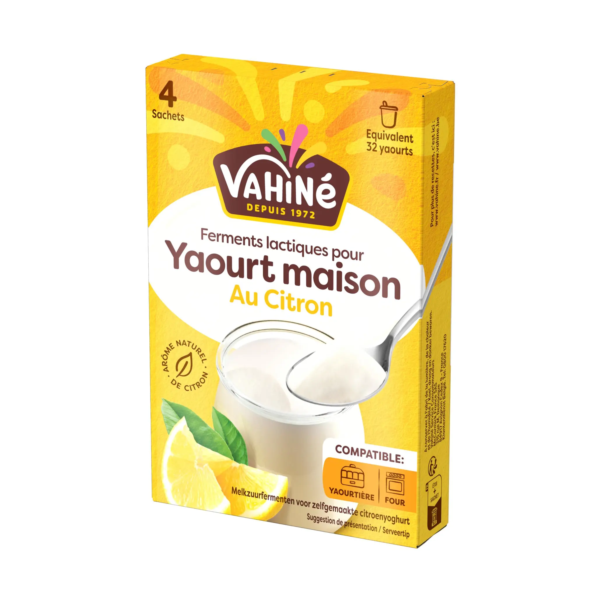 VAHINE Ferments lactiques pour préparation de yaourts saveur citron