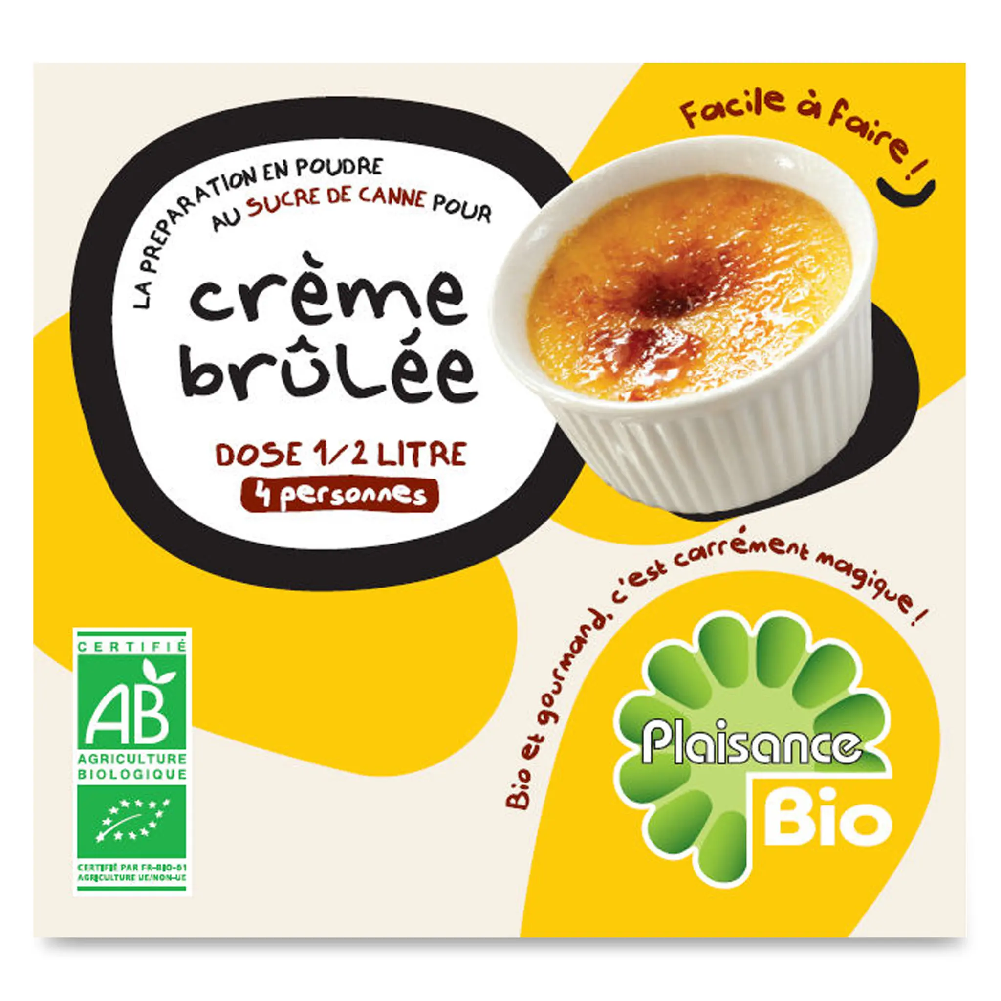 PLAISANCE BIO Préparation en poudre pour crème brûlée au sucre de canne bio