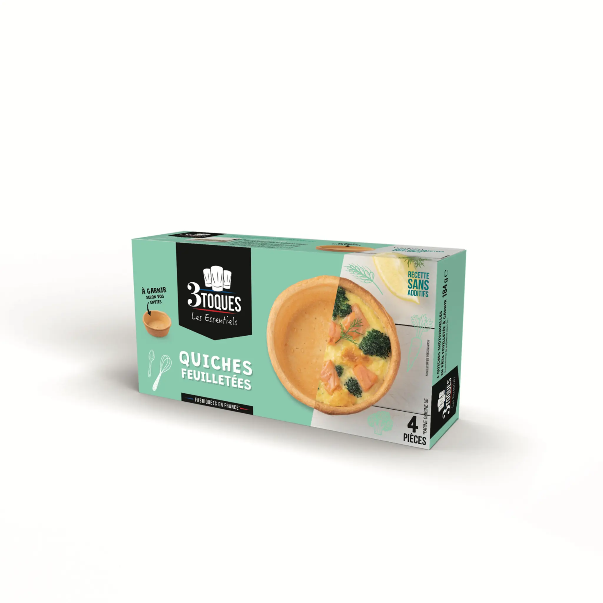3 TOQUES Feuilletées de quiches à garnir