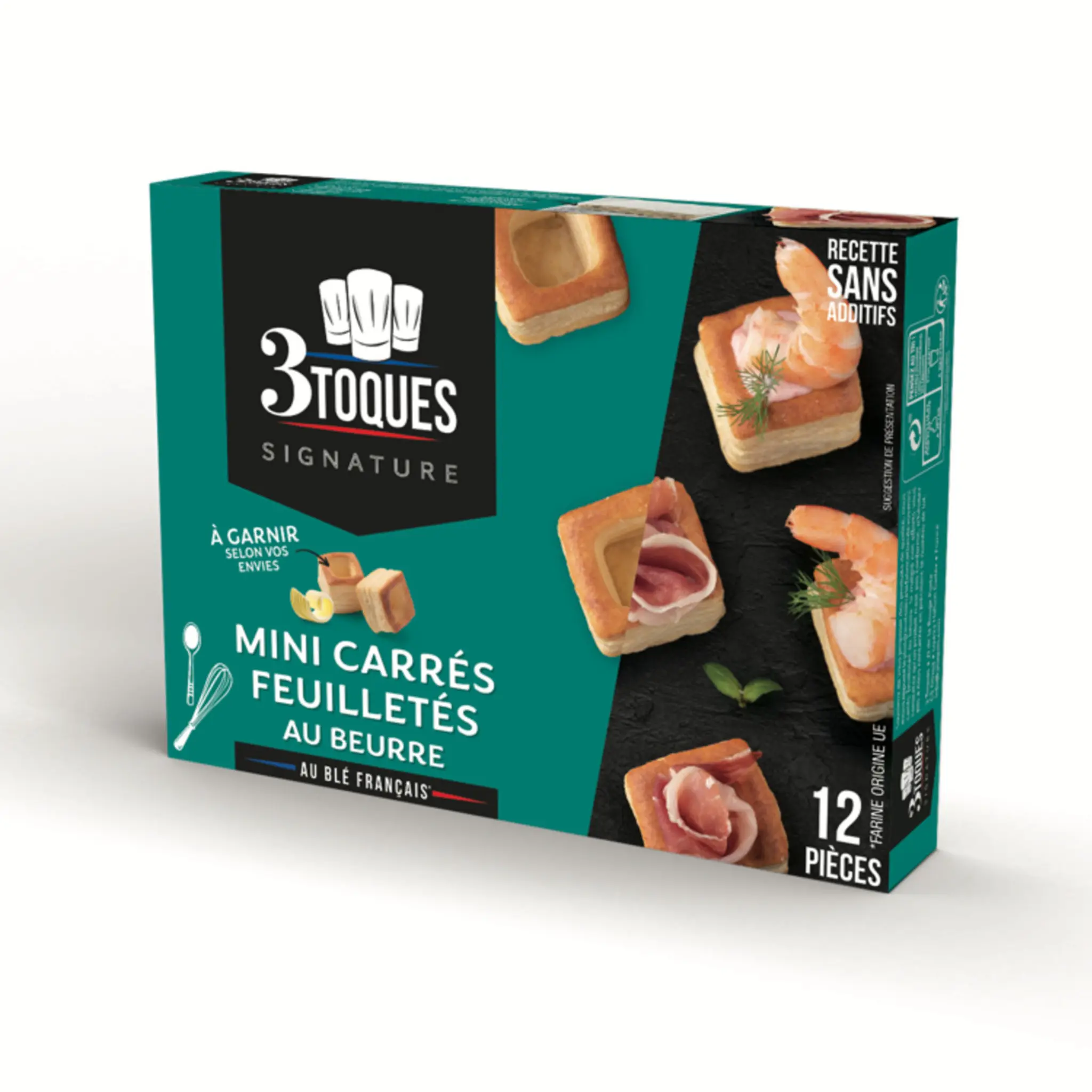 3 TOQUES Signature Mini carrés feuilletés au beure à garnir