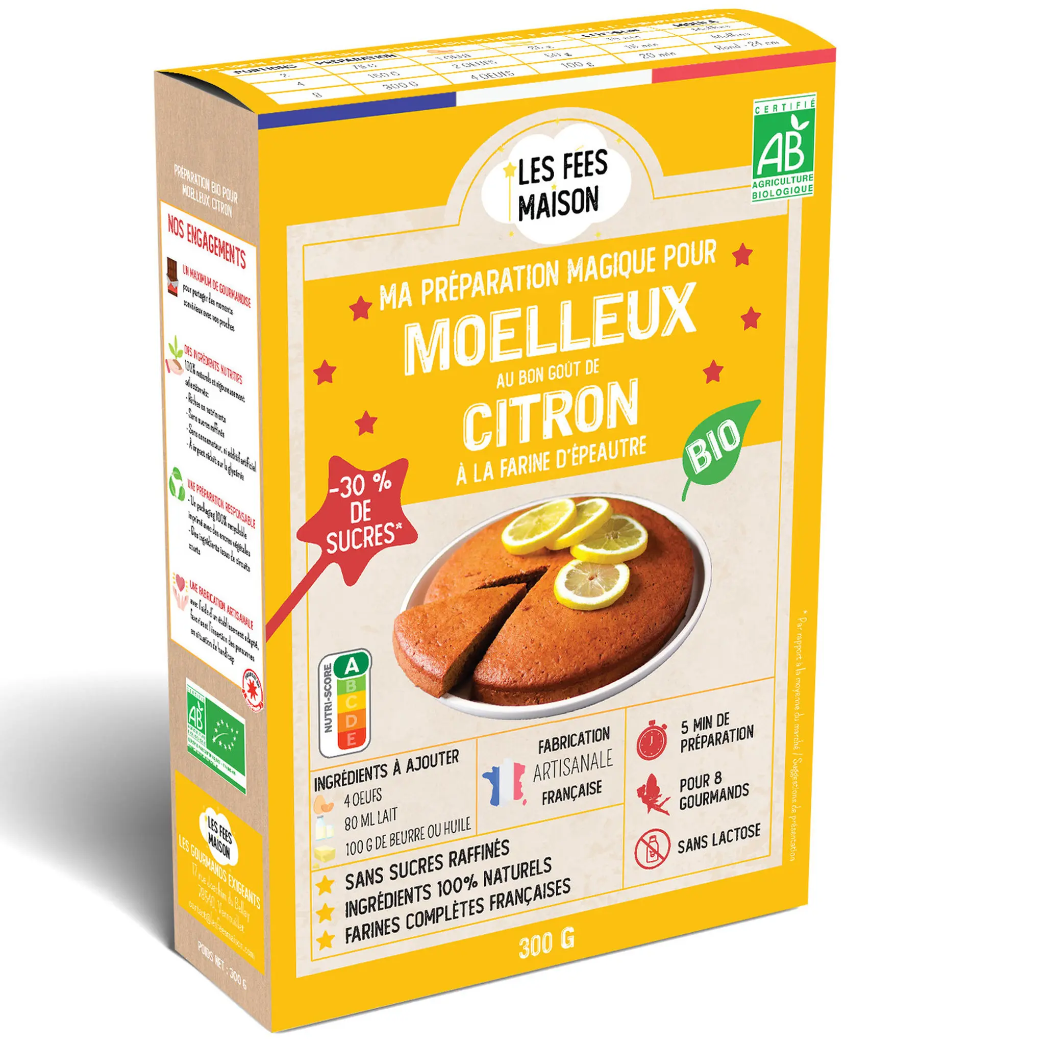 LES FEES MAISON Préparation pour gâteau moelleux au citron bio
