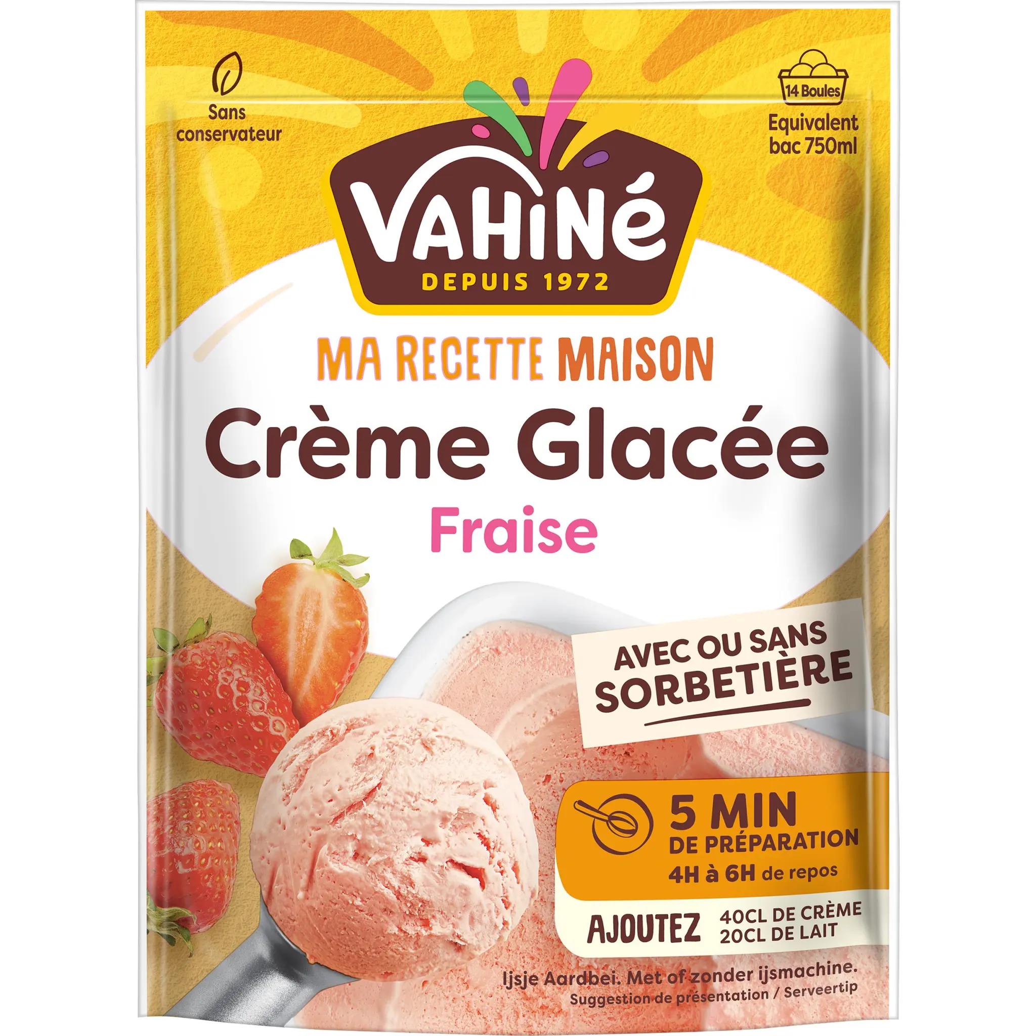 VAHINE Préparation pour crème glacée à la fraise