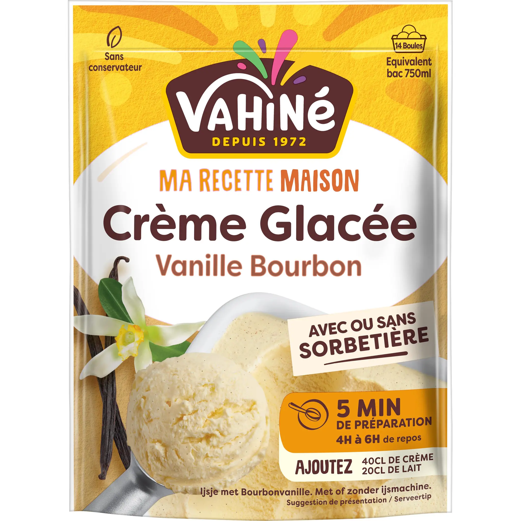 VAHINE Ma recette maison préparation pour crème glacée vanille bourbon