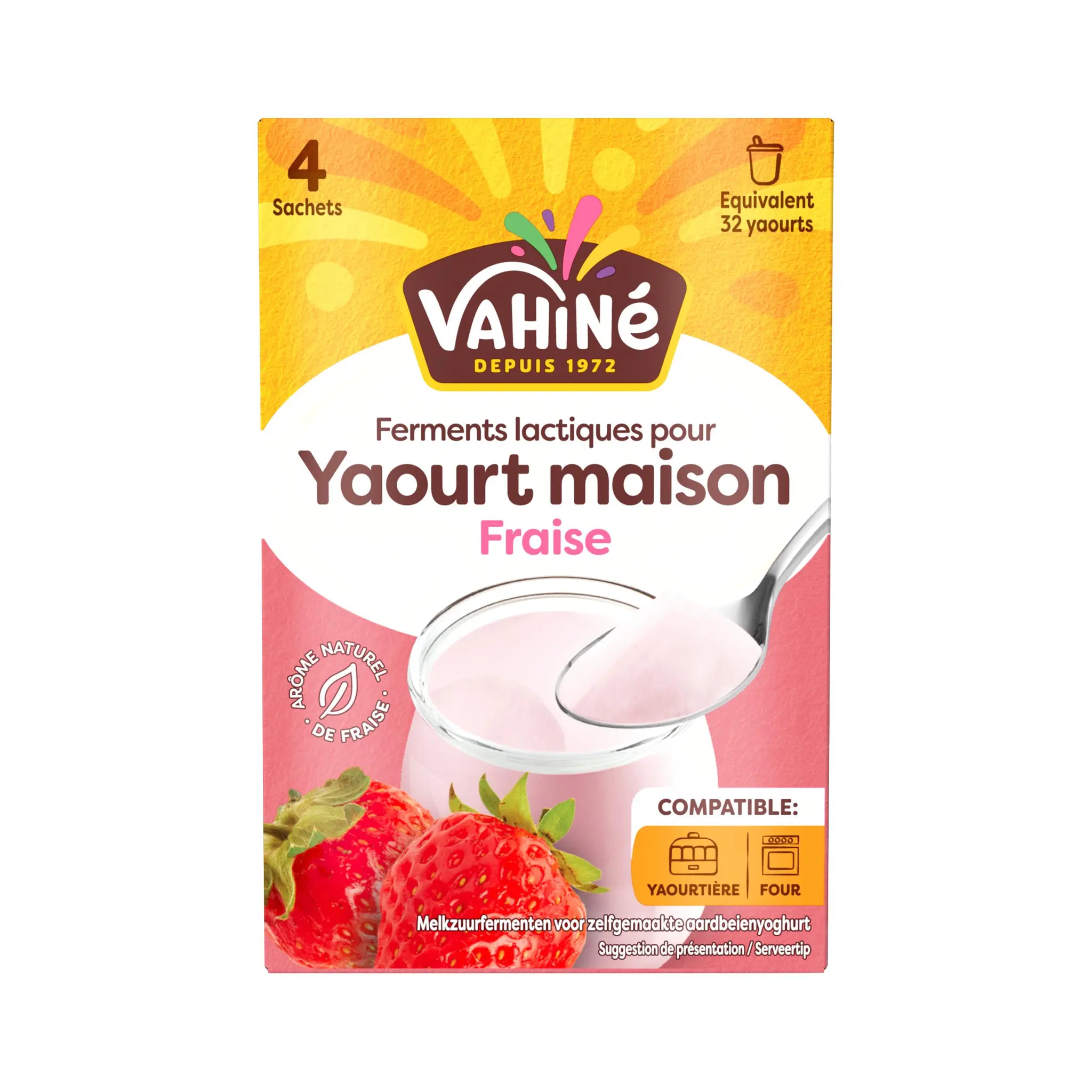 VAHINE Ferments lactiques pour yaourt maison saveur fraise