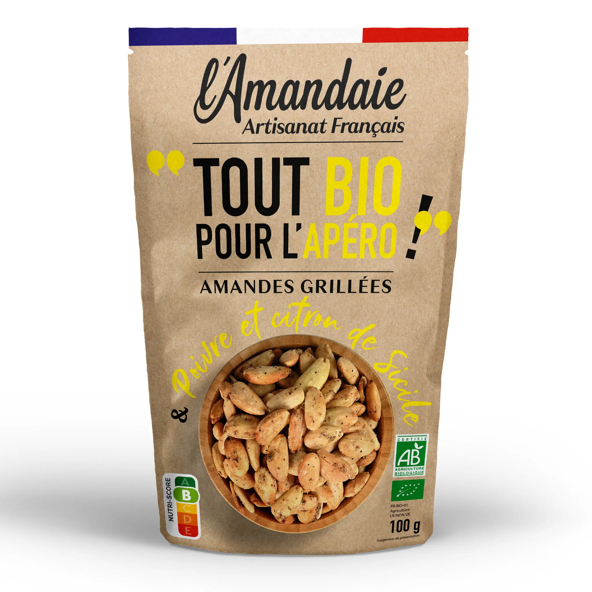 L'AMANDAIE Amandes grillées bio poivre et citron de Sicile