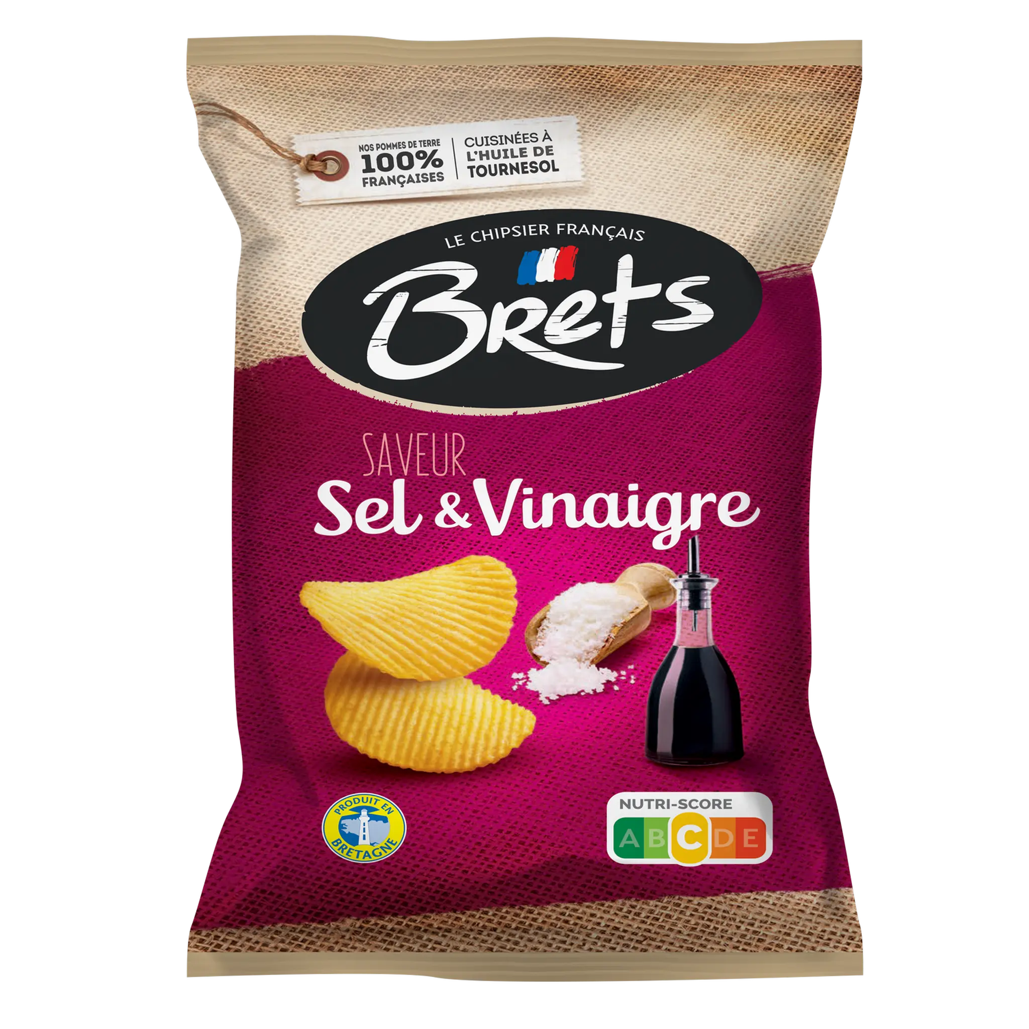 BRETS Chips ondulées saveur sel et vinaigre