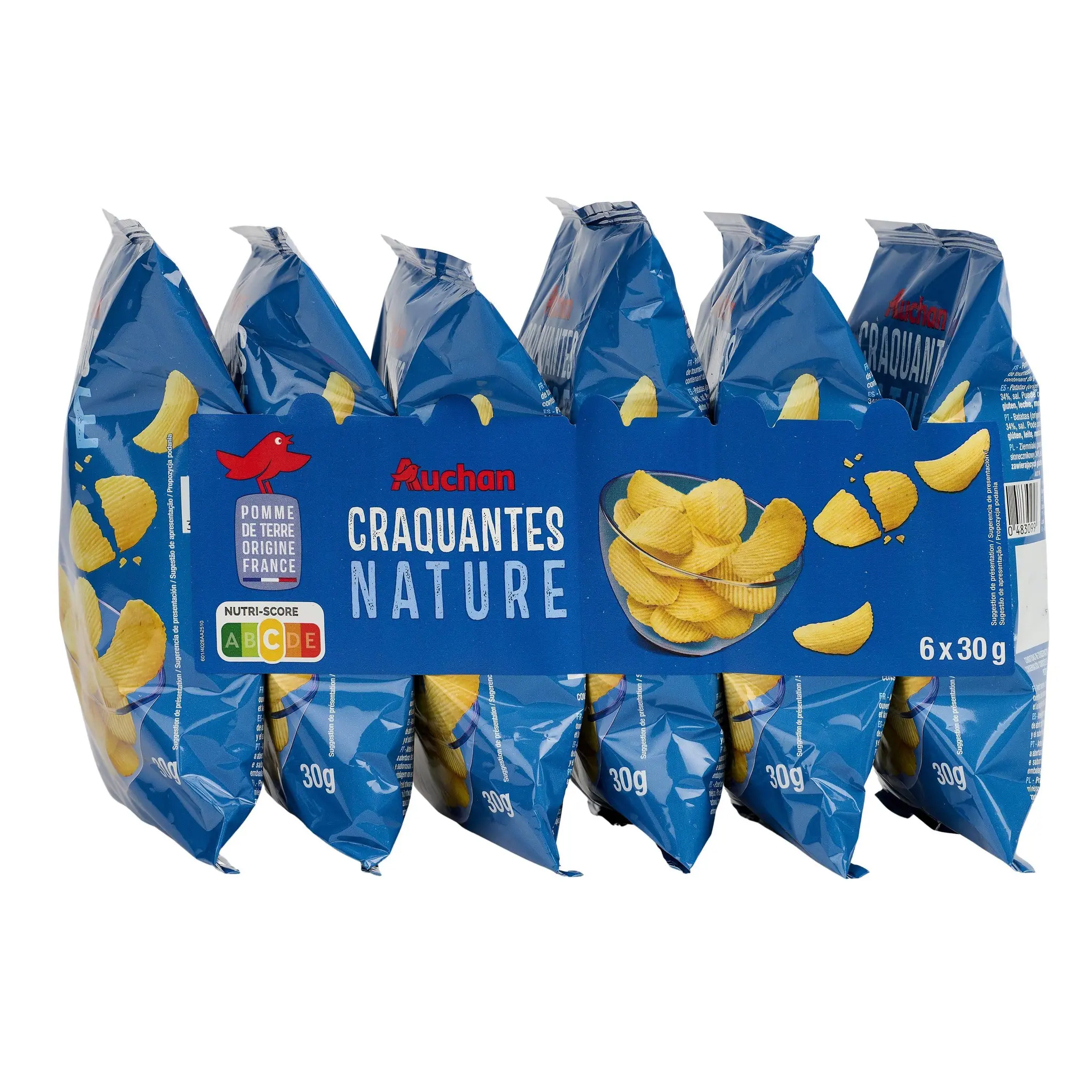 AUCHAN Chips ondulées craquantes nature