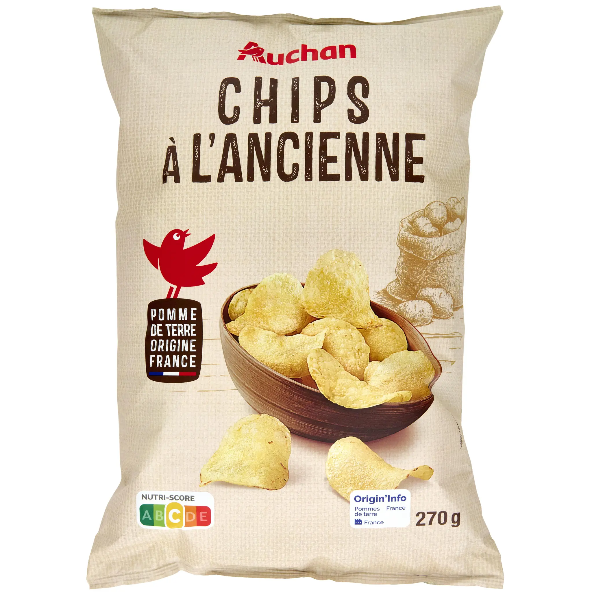 AUCHAN Chips à l'ancienne nature