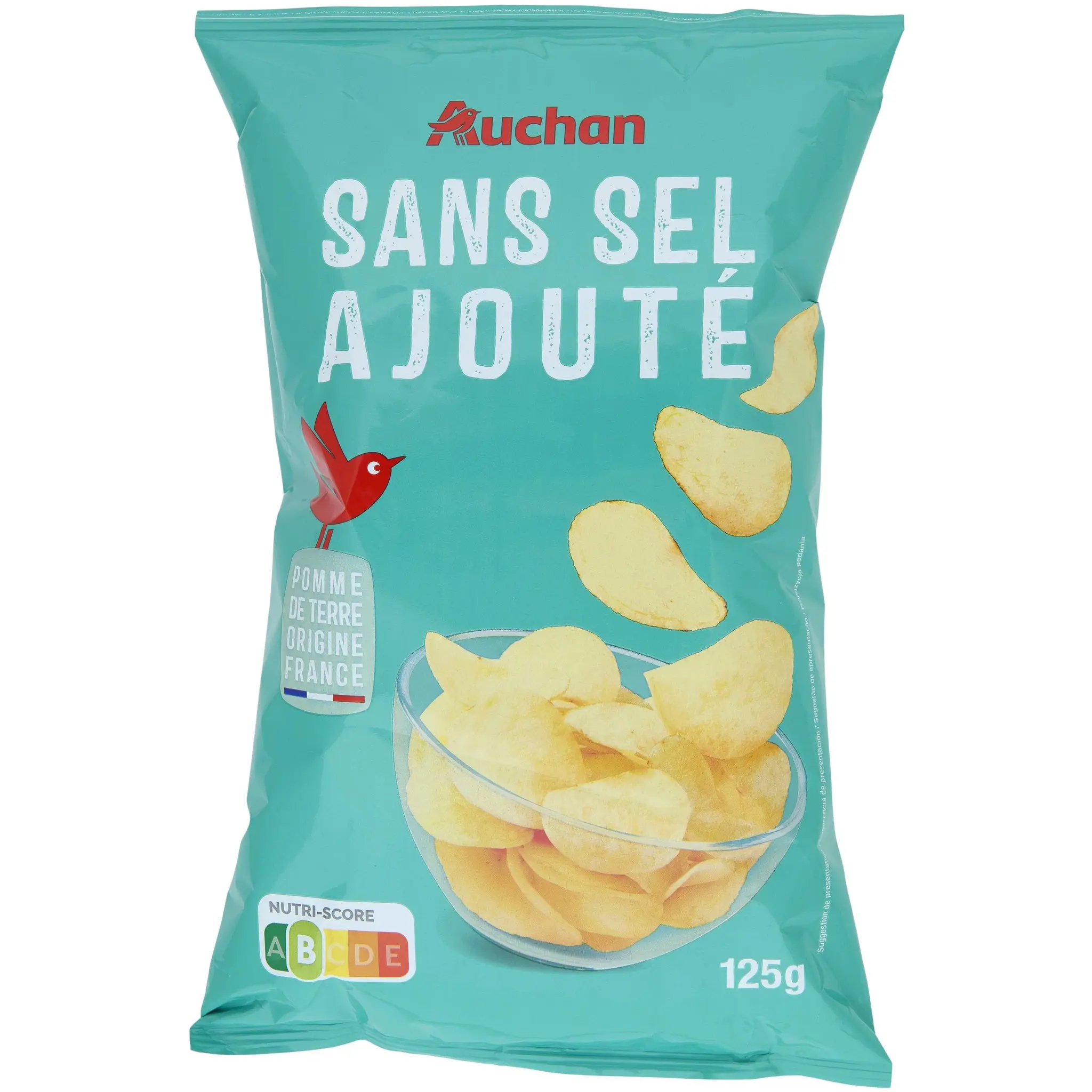AUCHAN Chips sans sel ajouté à l'huile de tournesol