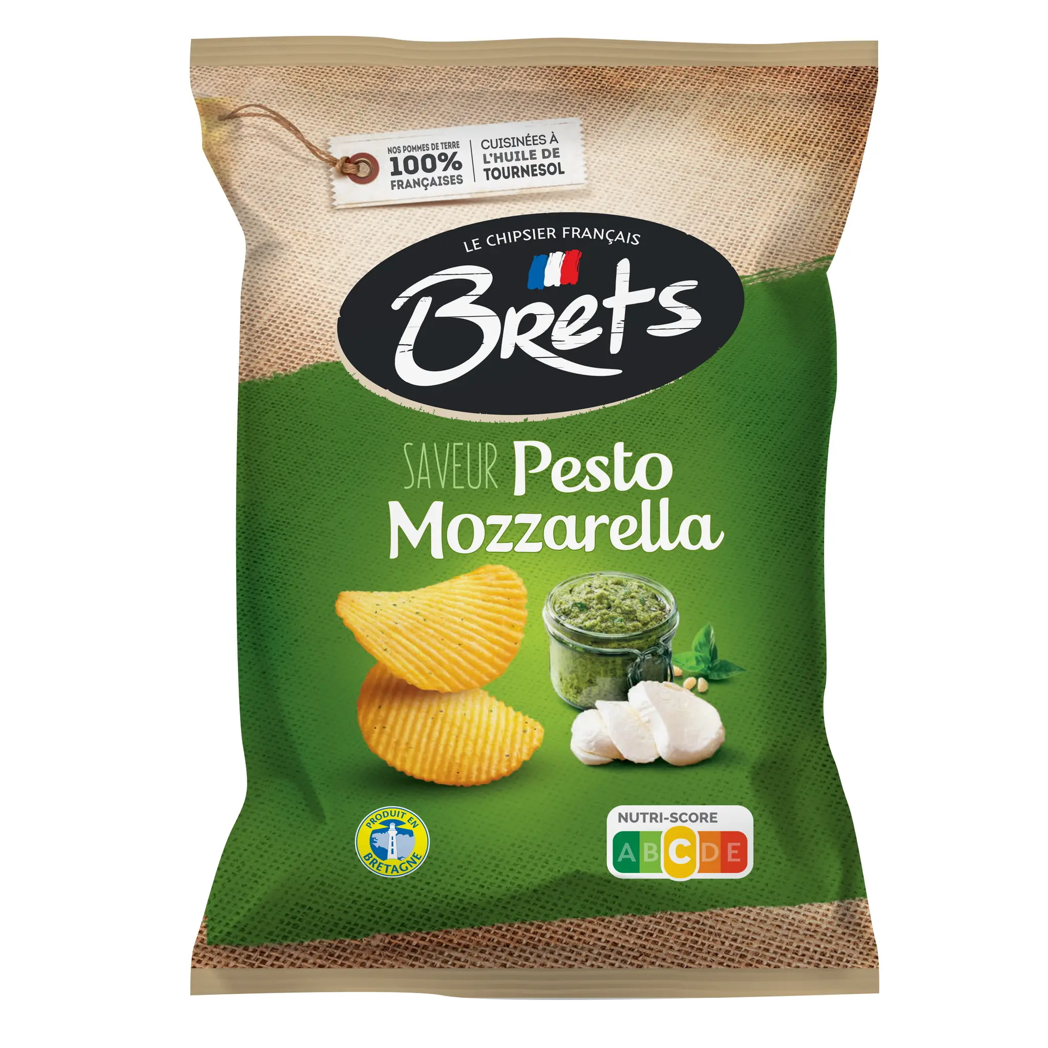 BRETS Chips ondulées saveur pesto mozzarella